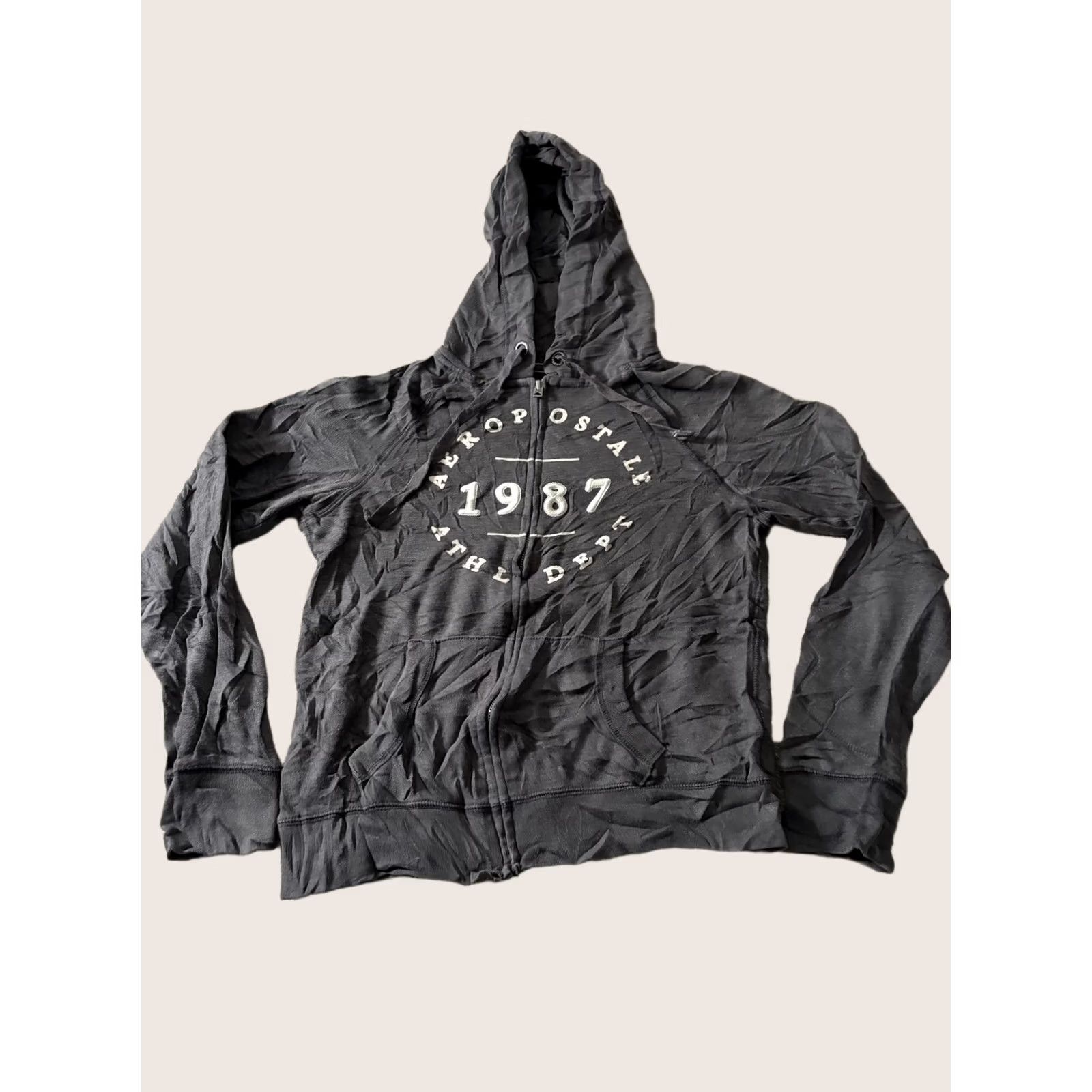 Aeropostale Aeropostale Hoodie Mens Small Gray Full Zip 1987 Athl Dept Graphic Sweatshirt Size US S / EU 44-46 / 1 - 1 Thumbnail