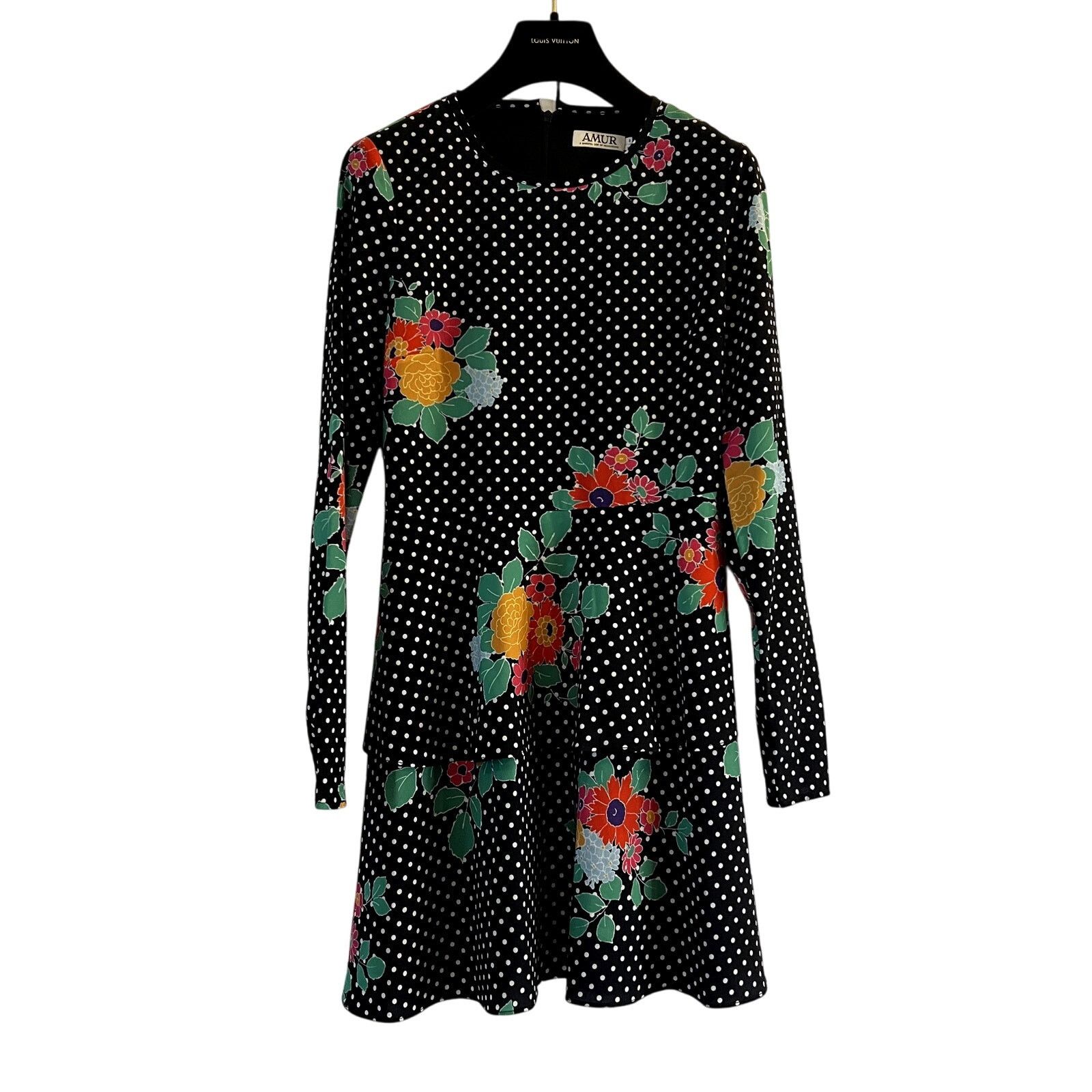 Amur AMUR Dalilah Tier mini Dress in Black White Polka Dot Size XS / US 0-2 / IT 36-38 - 3 Thumbnail