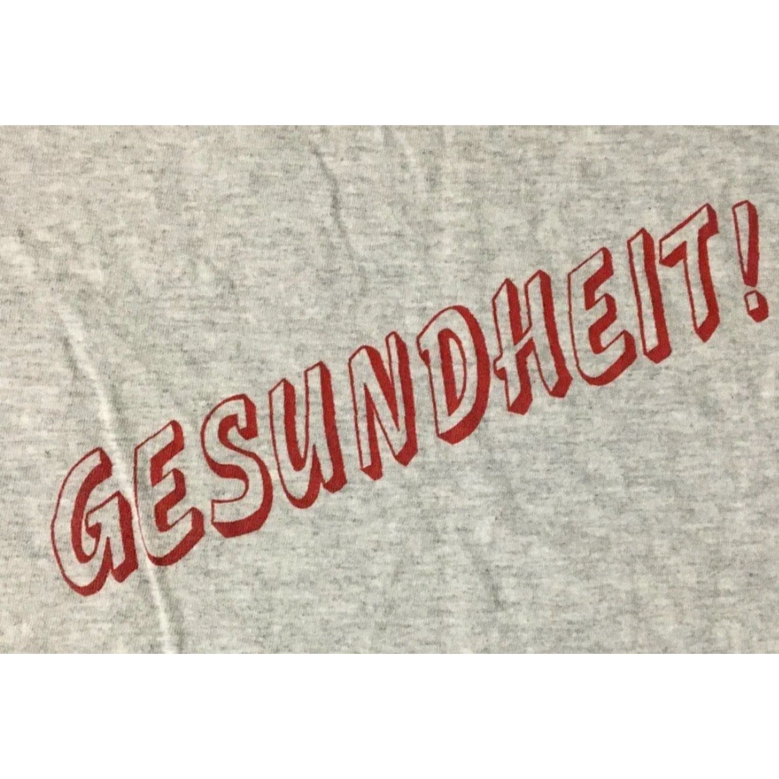VINTAGE Gesundheit German Club Faded Shirt M L Gray 90s 80s US Made Single Stitch Mens Graphic Tee Modern Grunge School Punk Rock College Military USA