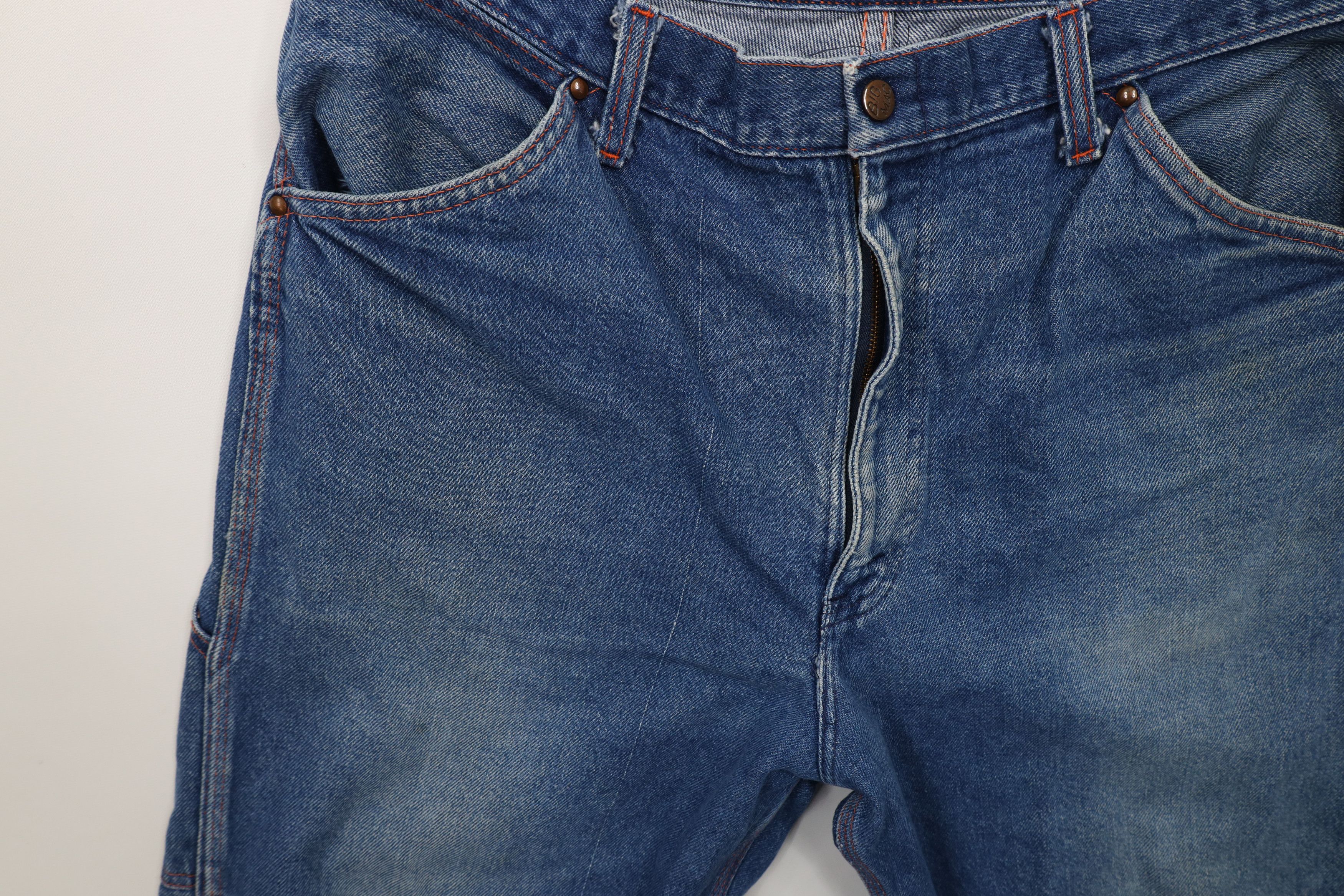 Big Mac × Vintage Vintage 70s Big Mac Wide Leg Dungaree Denim Jeans Blue USA Size US 34 / EU 50 - 9 Thumbnail