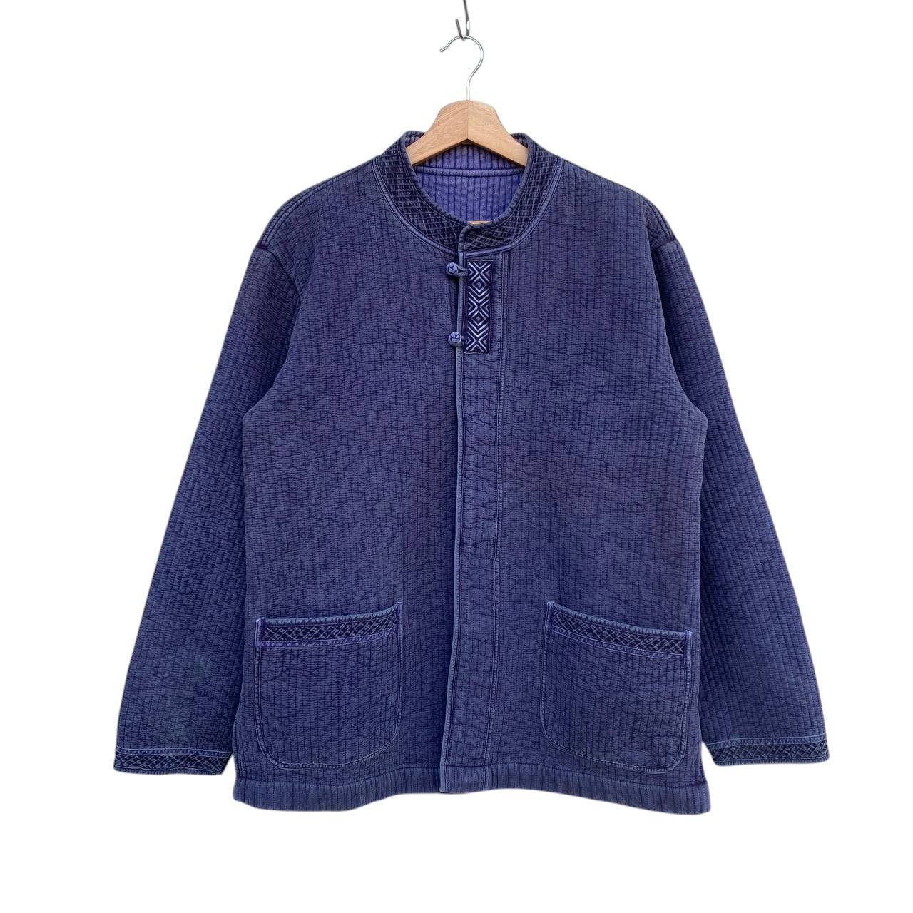 Japanese Brand 90s Vintage Japanese Indigo Blue Quilted KungFu Chore Jacket Size US L / EU 52-54 / 3 - 1 Thumbnail