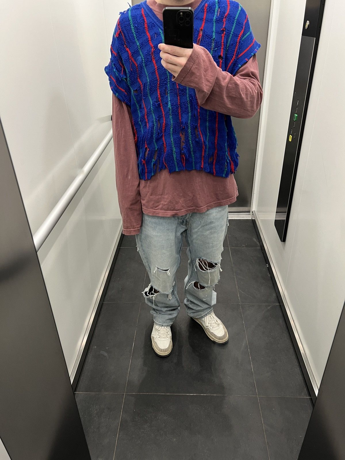 Burberry burberry y2k hand deconstructed trashed sweater vintage 1/1 Size US L / EU 52-54 / 3 - 19 Thumbnail