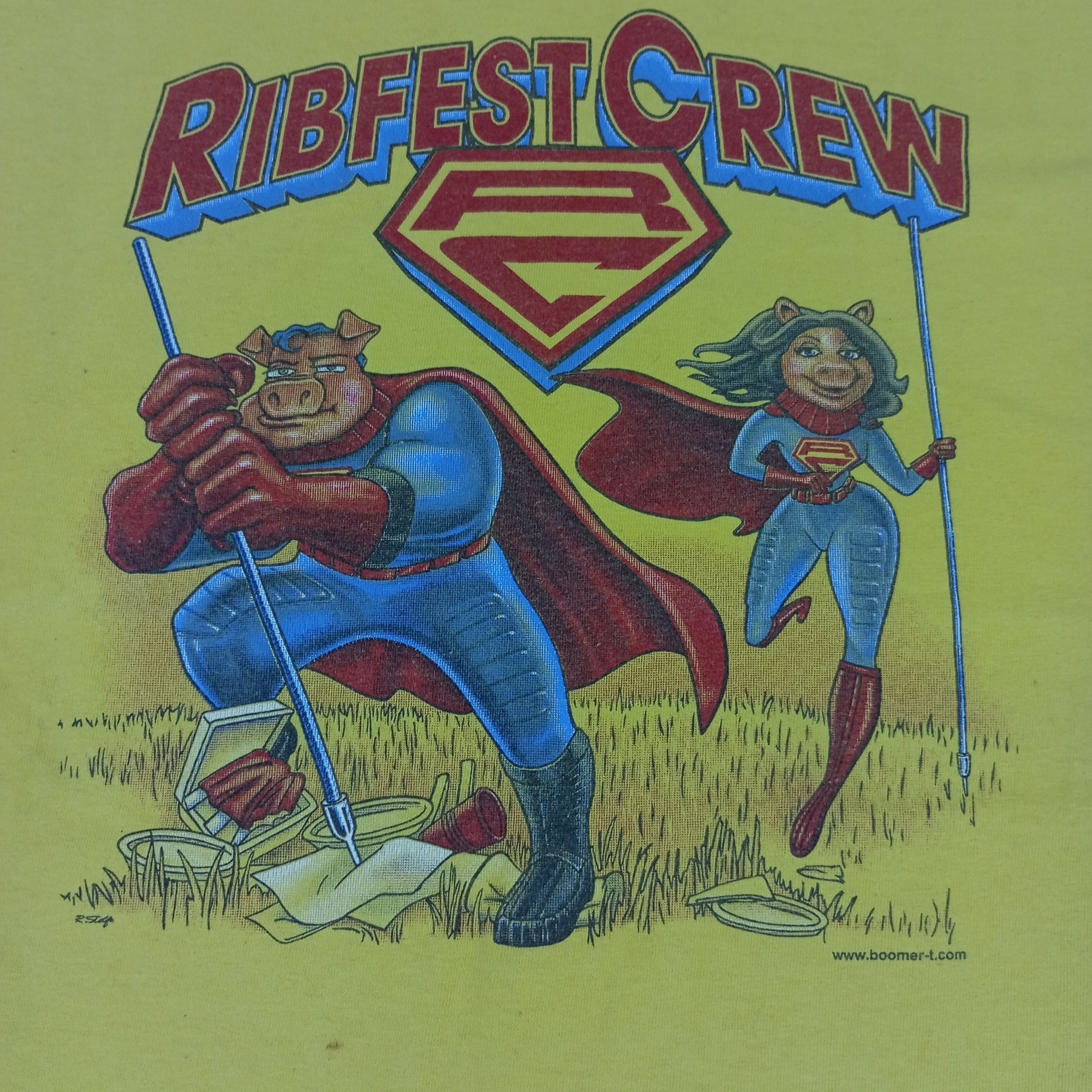 Vintage Ribfest Crew Superman Parody Streetwear Style Tshirt Size US XXL / EU 58 / 5 - 2 Thumbnail