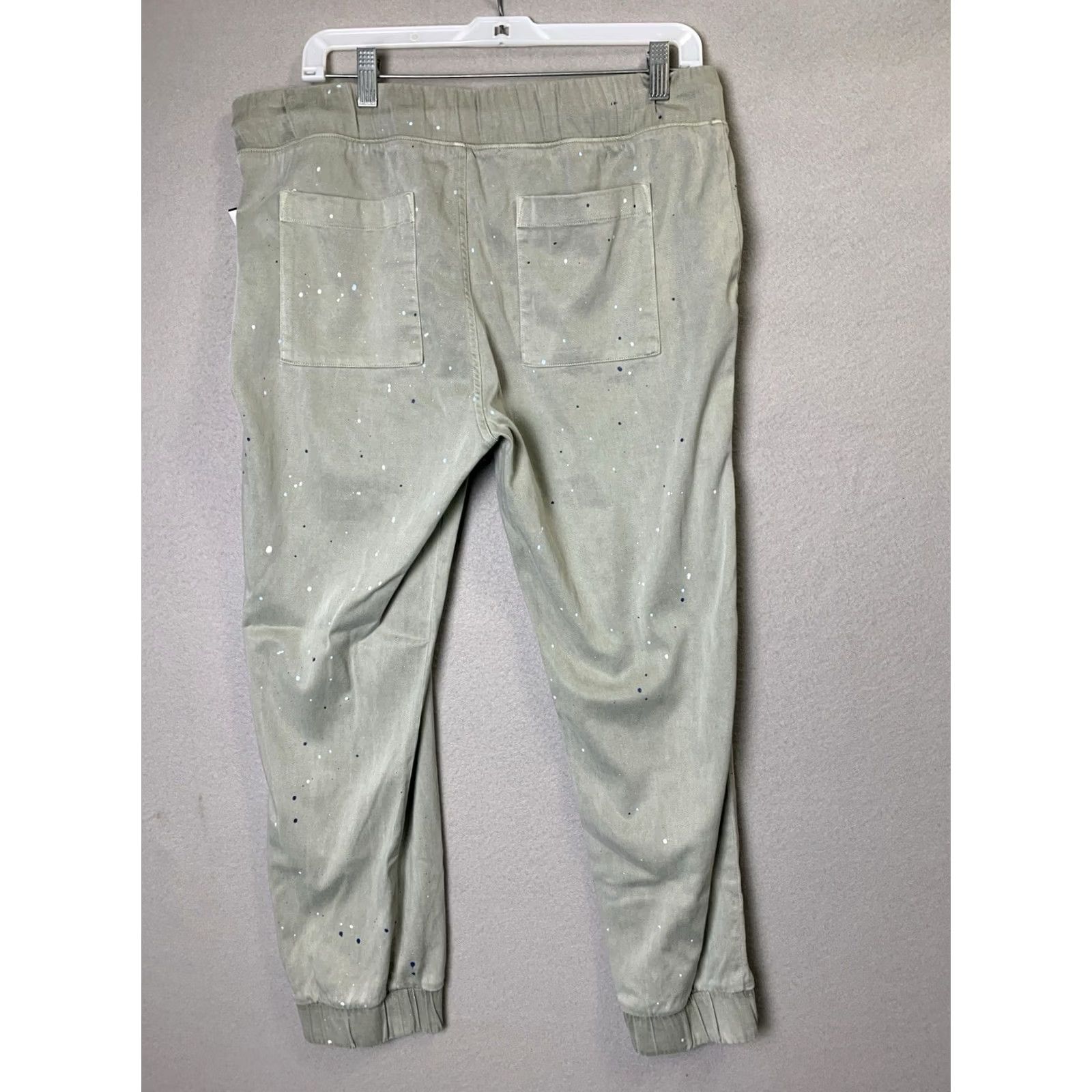 CLOT Cloth & Stone Jogger Pants Womens L Green Paint Splatter Drawstring Casual NWT Size 36" / US 14 / IT 50 - 2 Thumbnail