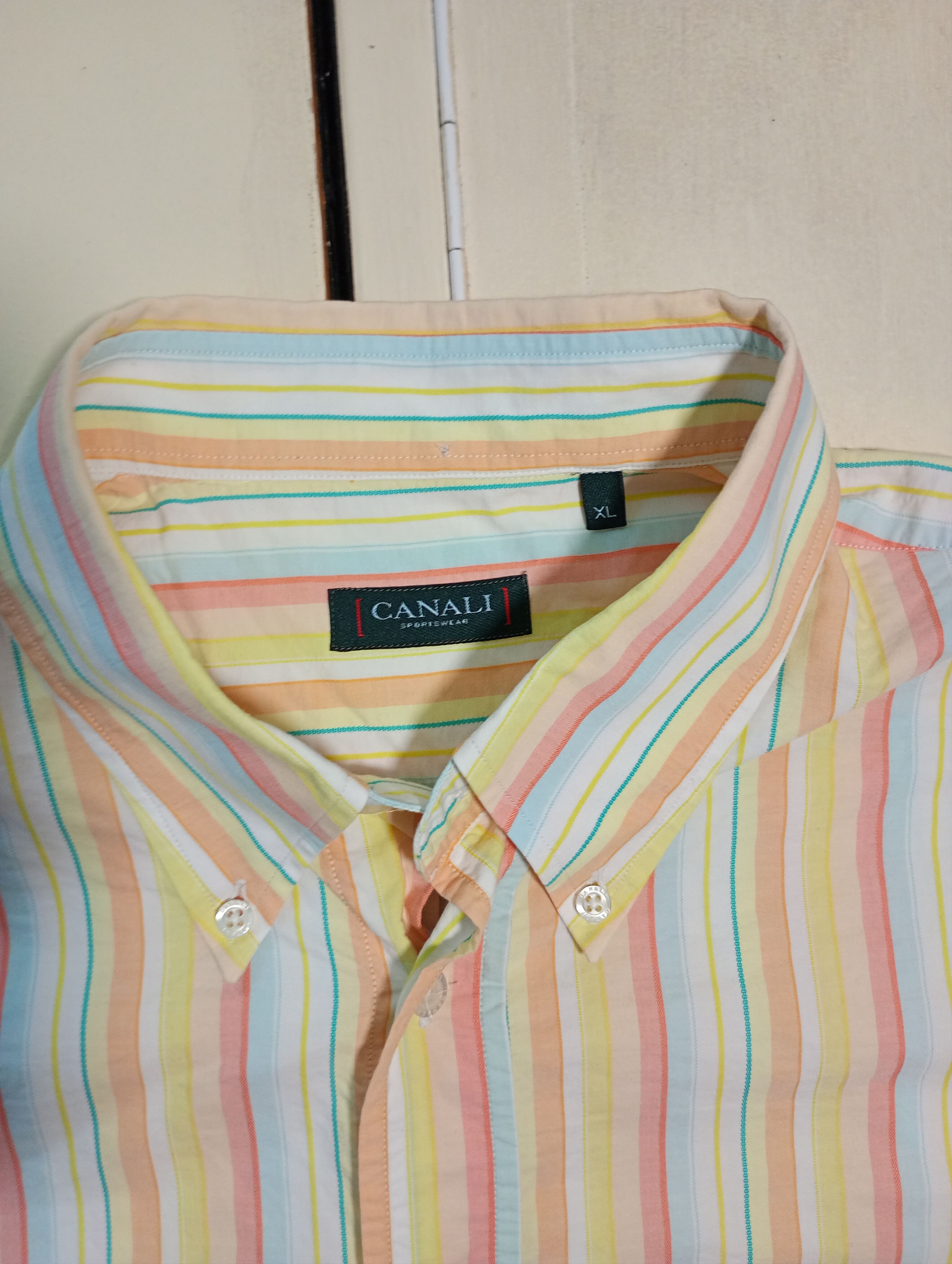 Canali Canali Striped Short Sleeve Shirt Size US XL / EU 56 / 4 - 6 Thumbnail