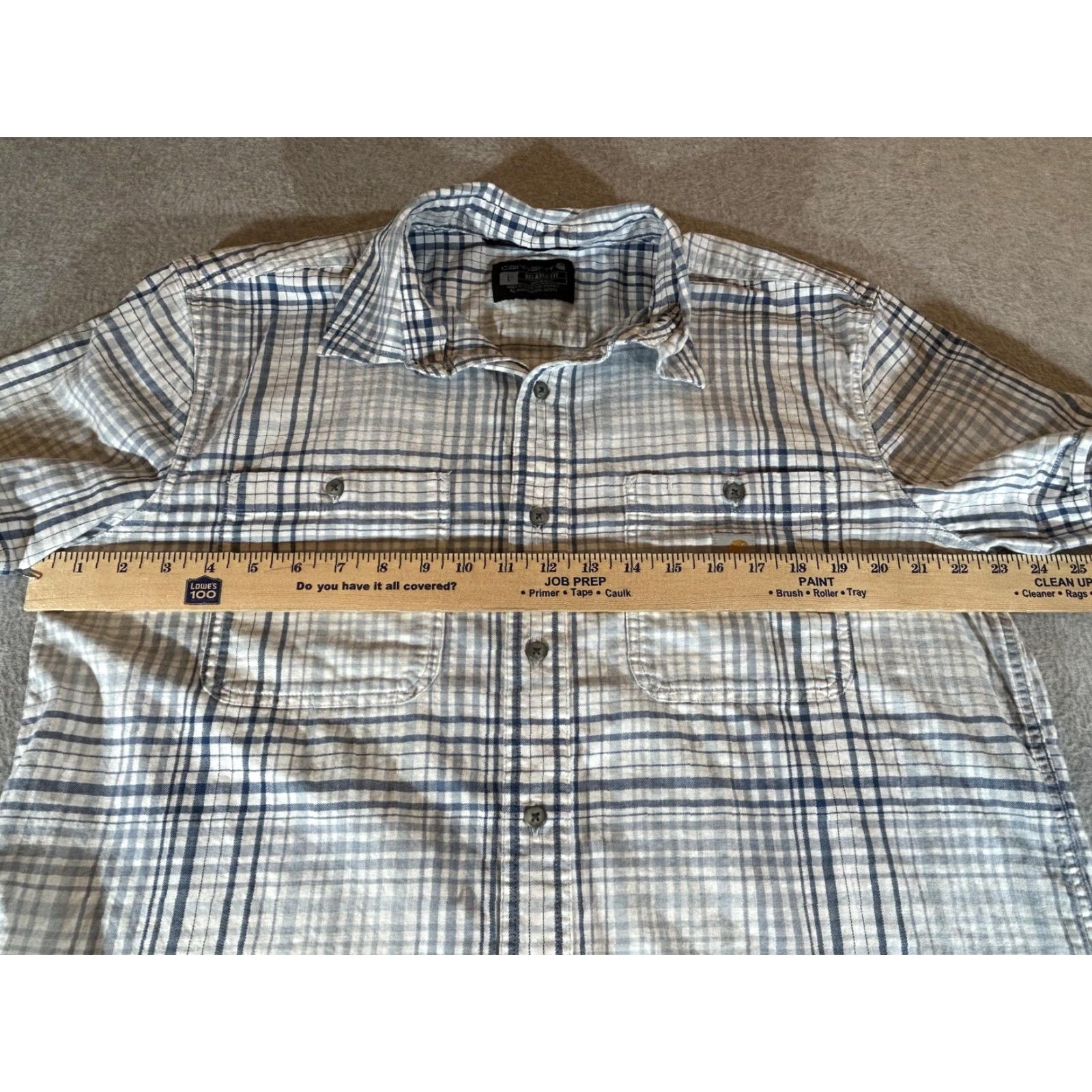 Carhartt Carhartt Mens Short Sleeve Shirt Plaid Button Front Lightweight Stretch Workwear L Black Blue Patterned Cotton Spandex Relaxed Fit Casual Summer Size US L / EU 52-54 / 3 - 3 Thumbnail