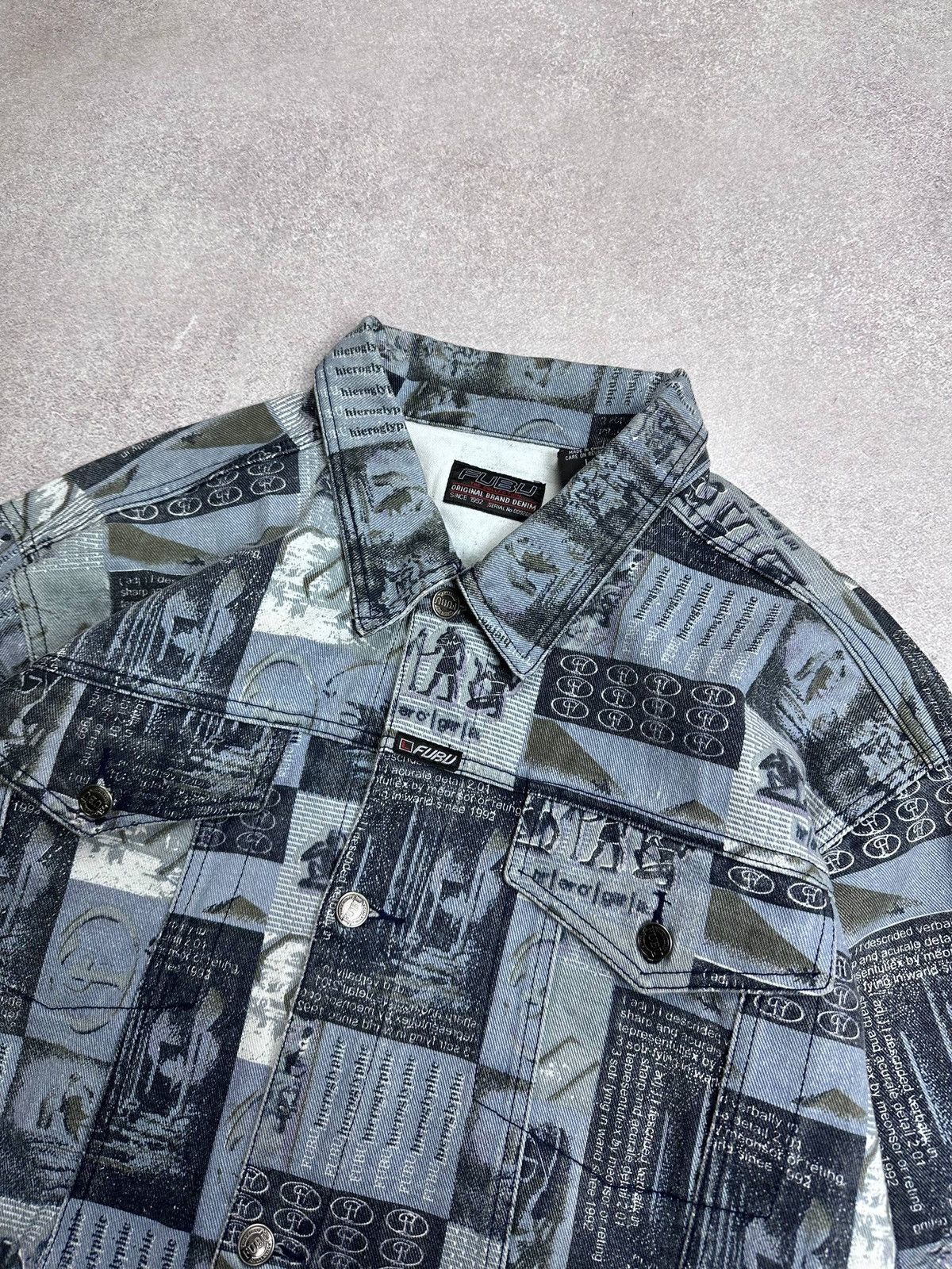 JNCO Vintage FUBU Jnco Style Rap All Over Denim Jacket L Size US L / EU 52-54 / 3 - 3 Thumbnail