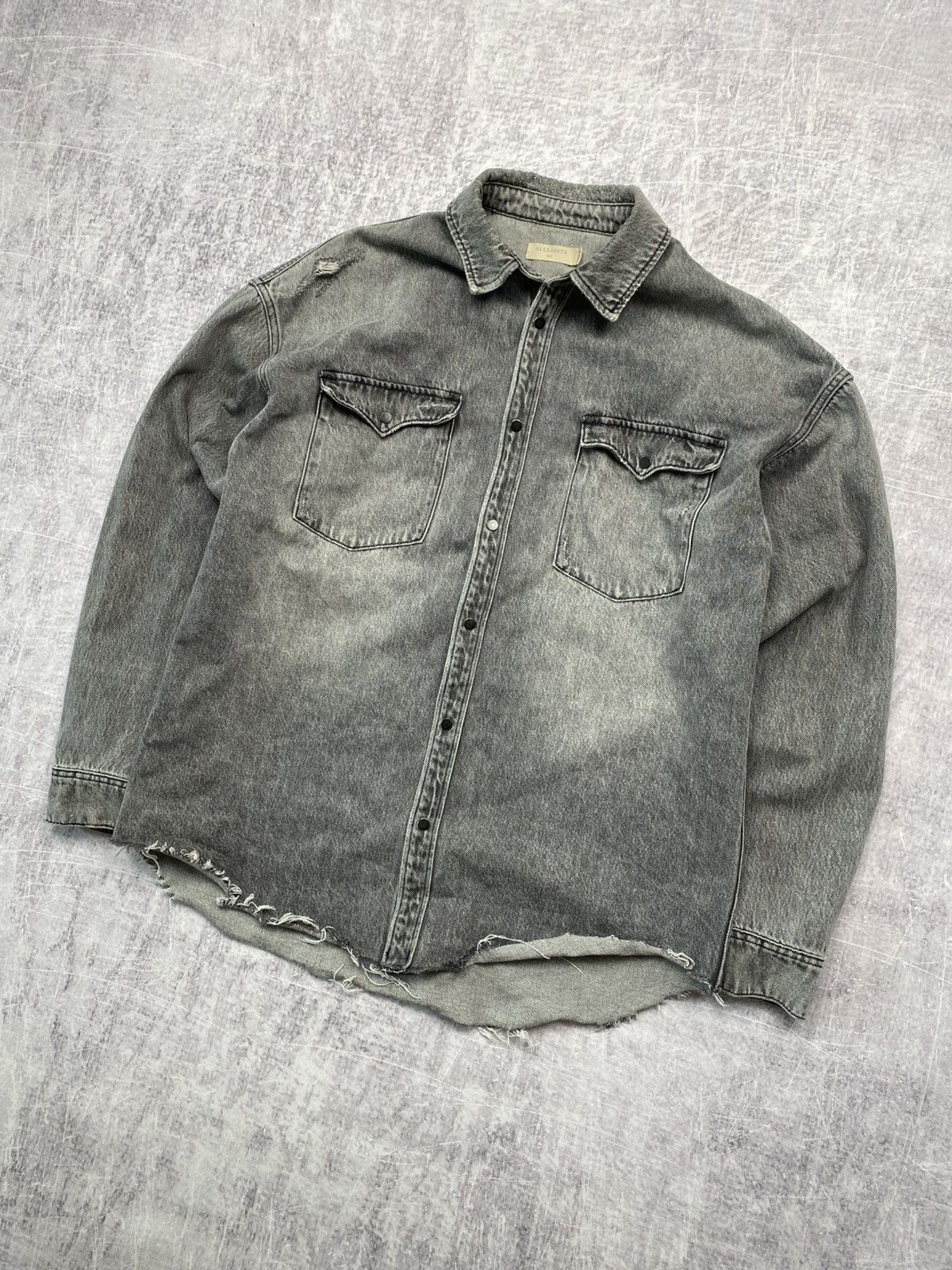 Allsaints Allsaints gray destroyed denim jacket Size US M / EU 48-50 / 2 - 2 Thumbnail