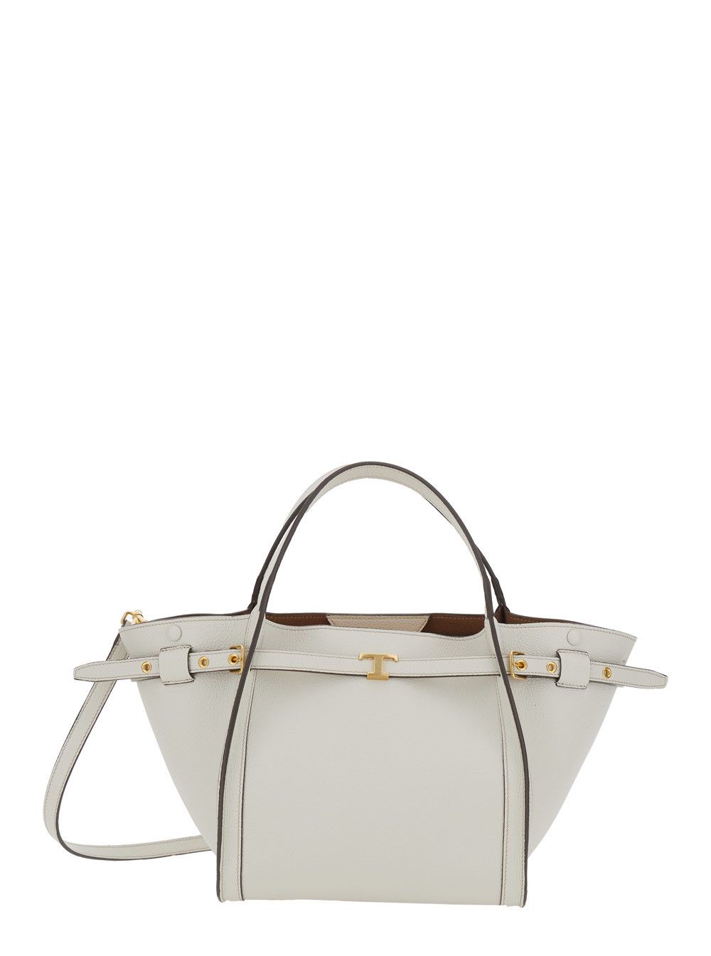 Tod's Medium Tote Bag with T Timeless Plaque on the Front and Adjustable and Removable White Leather Strap for Women Size ONE SIZE - 1 Thumbnail