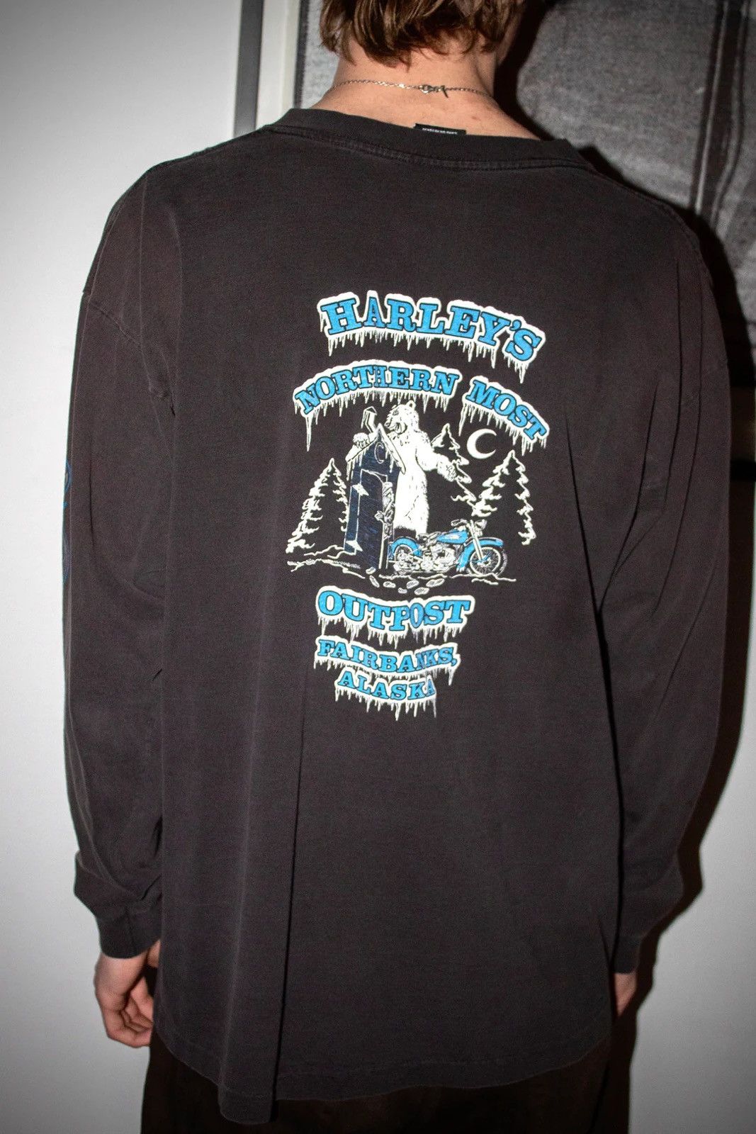 Harley Davidson 🚭RARE 🚭 ICE FLAME / POLAR BEAR HARLEY DAVIDSON LONG SLEEVE Size US XL / EU 56 / 4 - 4 Thumbnail