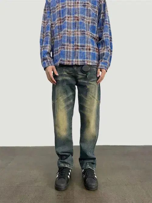 Japanese Brand Retro washed distressed corrugated jeans Size US 32 / EU 48 - 5 Thumbnail