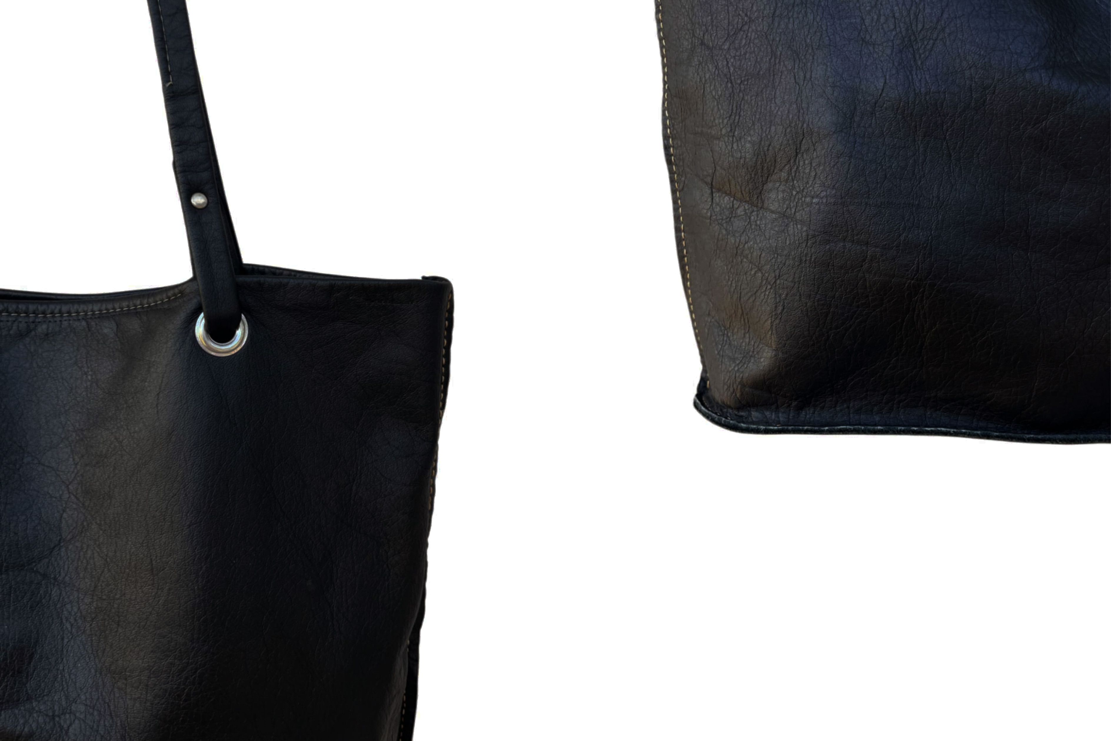 Vintage Light Weight handmade black genuine leather shoulder bag Size ONE SIZE - 5 Thumbnail