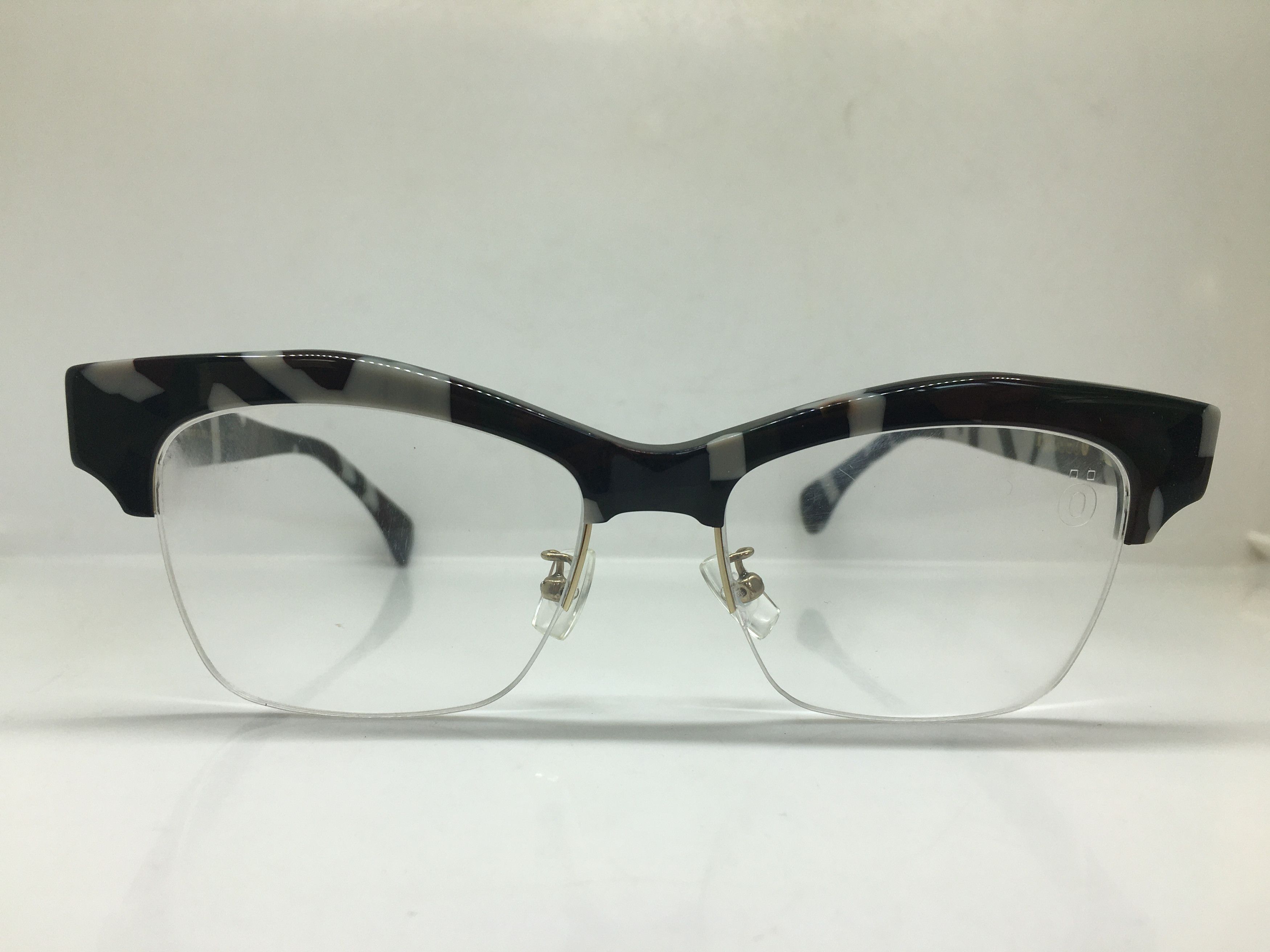 Glasogon GL1904 Cat Eye Half Rim Black Gray Eyeglasses Frame