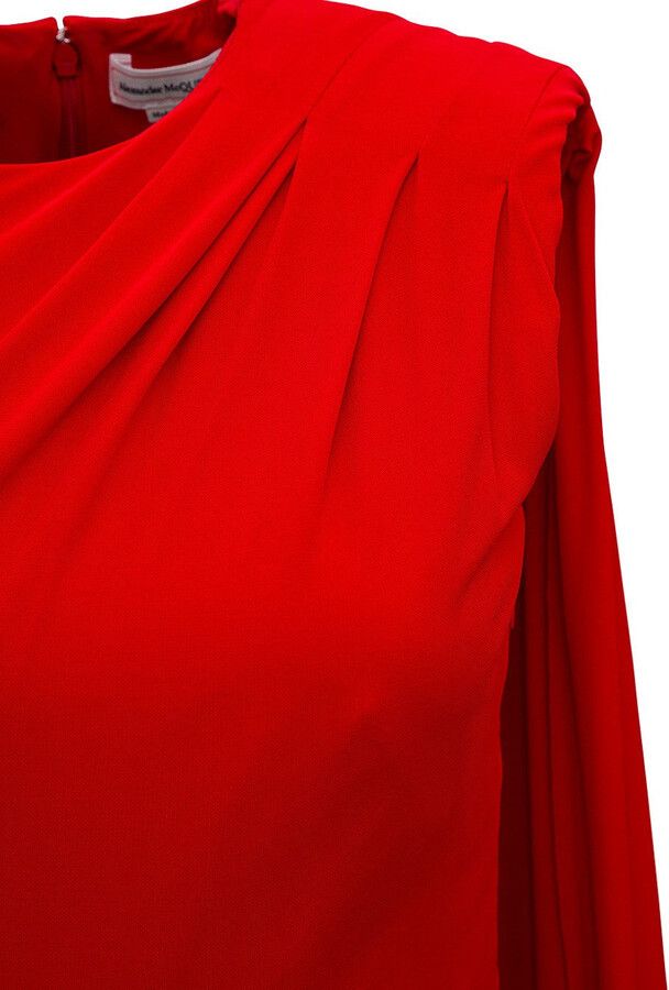 Alexander McQueen o1y0325 Sheath Mini Dress in Red Size M / US 6-8 / IT 42-44 - 3 Thumbnail