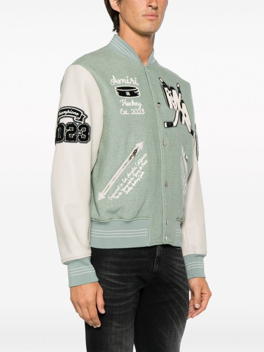 Amiri o1w1db11224 Logo-Appliqué Varsity Jacket in Multicolor Size US L / EU 52-54 / 3 - 3 Thumbnail