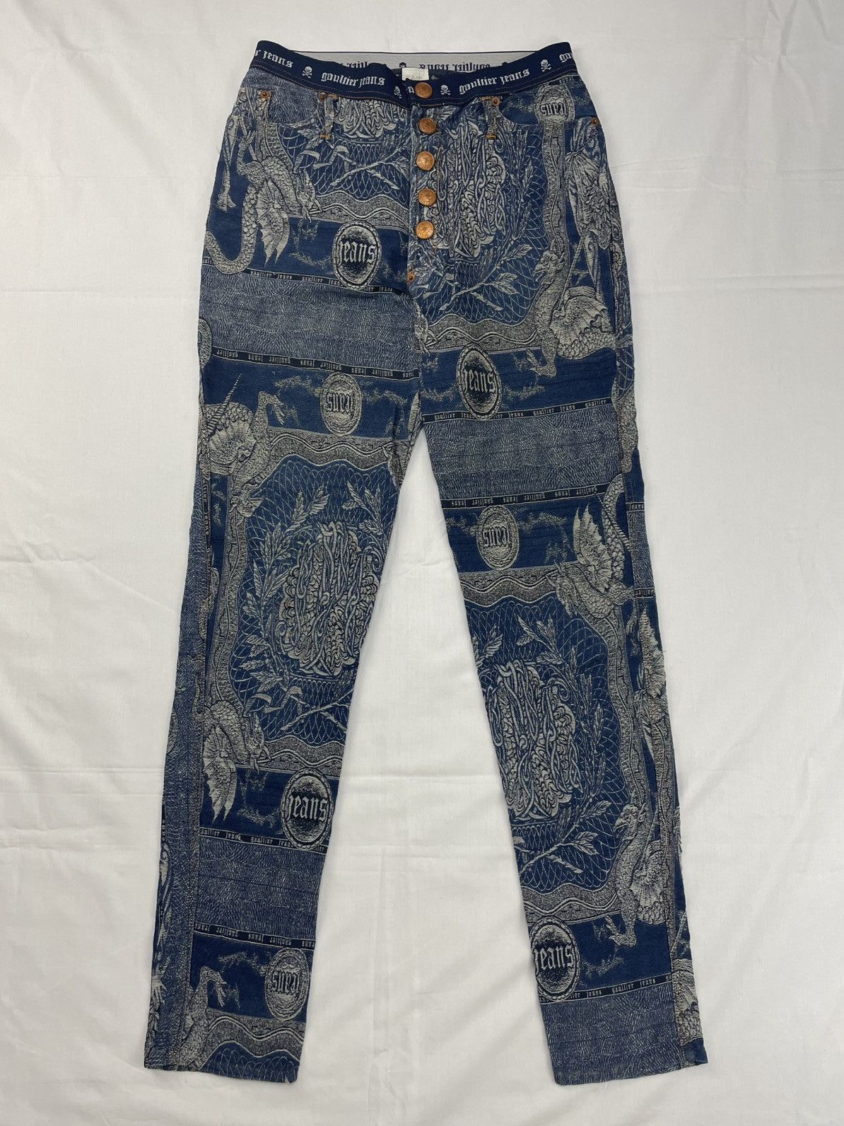 Jean Paul Gaultier AW1994 Jean Paul Gaultier Dragon Slayer Tribal Jeans Vintage Size 30" / US 8 / IT 44 - 1 Thumbnail