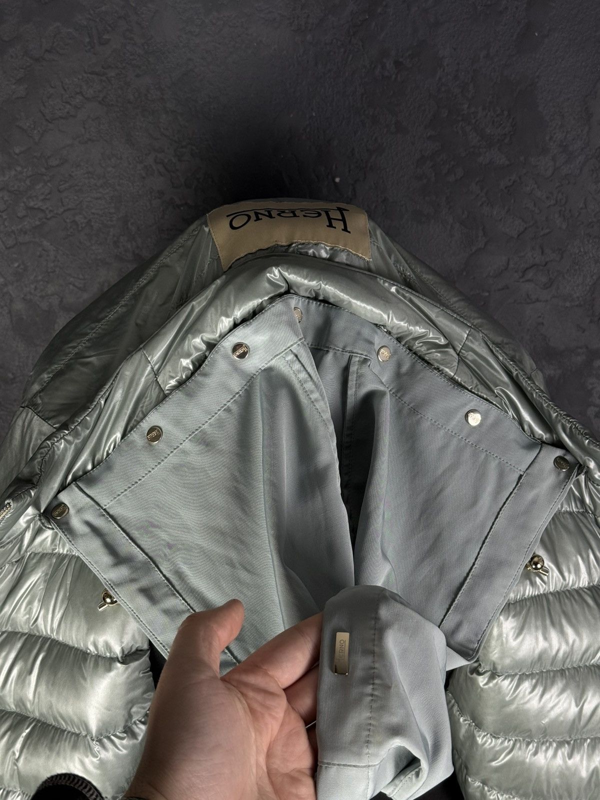 Herno Herno Women’s Long Down Puffer Jacket Hooded Silver Gray Size XXL / US 16-18 / IT 52-54 - 17 Thumbnail
