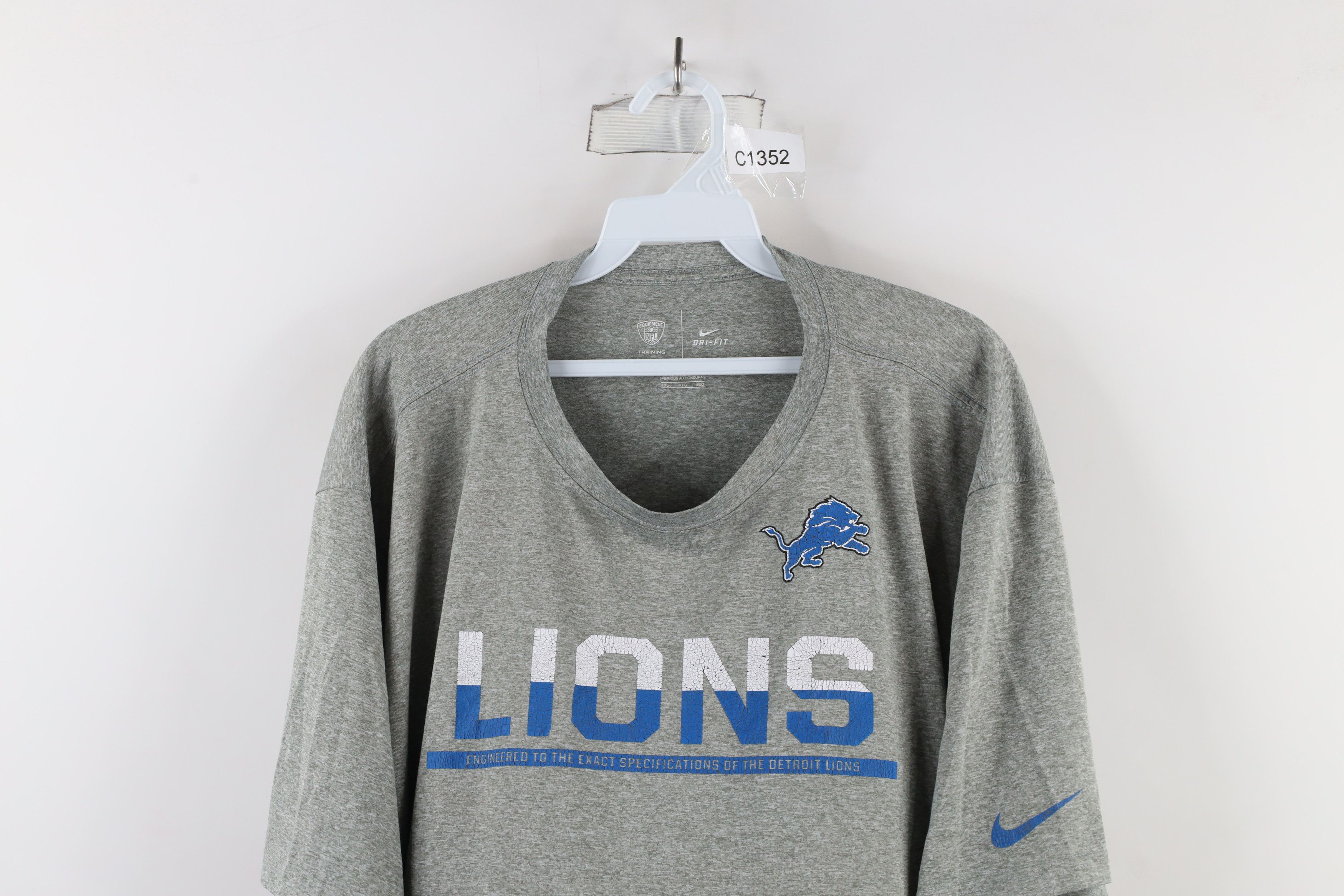 Nike × Vintage Nike Spell Out Detroit Lions Football Short Sleeve T-Shirt Size US XXL / EU 58 / 5 - 2 Thumbnail
