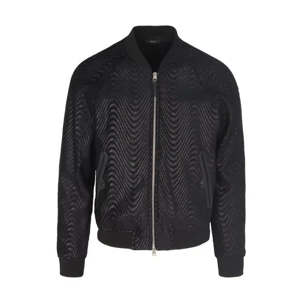 Tom Ford o1loc1c0825 OBS019 Wave Jacquard Bomber Jacket in Black Size US M / EU 48-50 / 2 - 1 Thumbnail