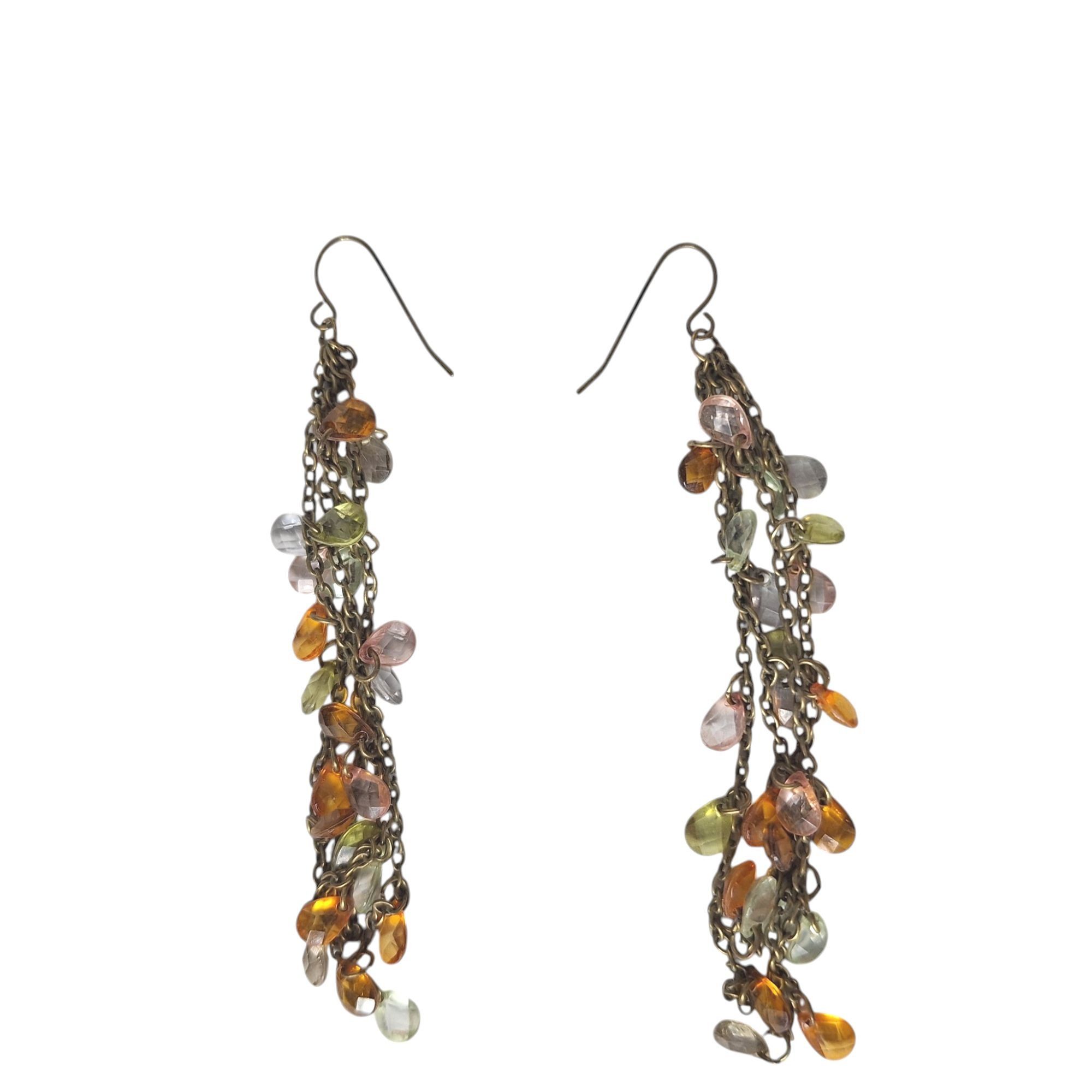 Other Vtg Boho Chandelier Earrings Multi Color Glass Beaded Brass Size ONE SIZE - 2 Thumbnail