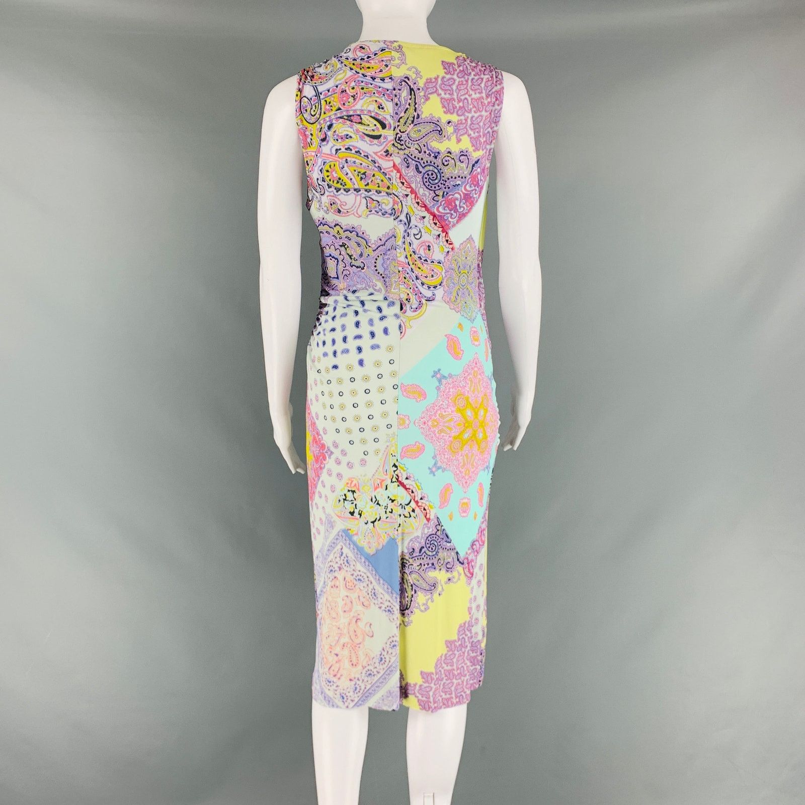 Etro ETRO Size 6 Multi-Color Lilac Viscose Paisley Draped Dress Size M / US 6-8 / IT 42-44 - 3 Thumbnail