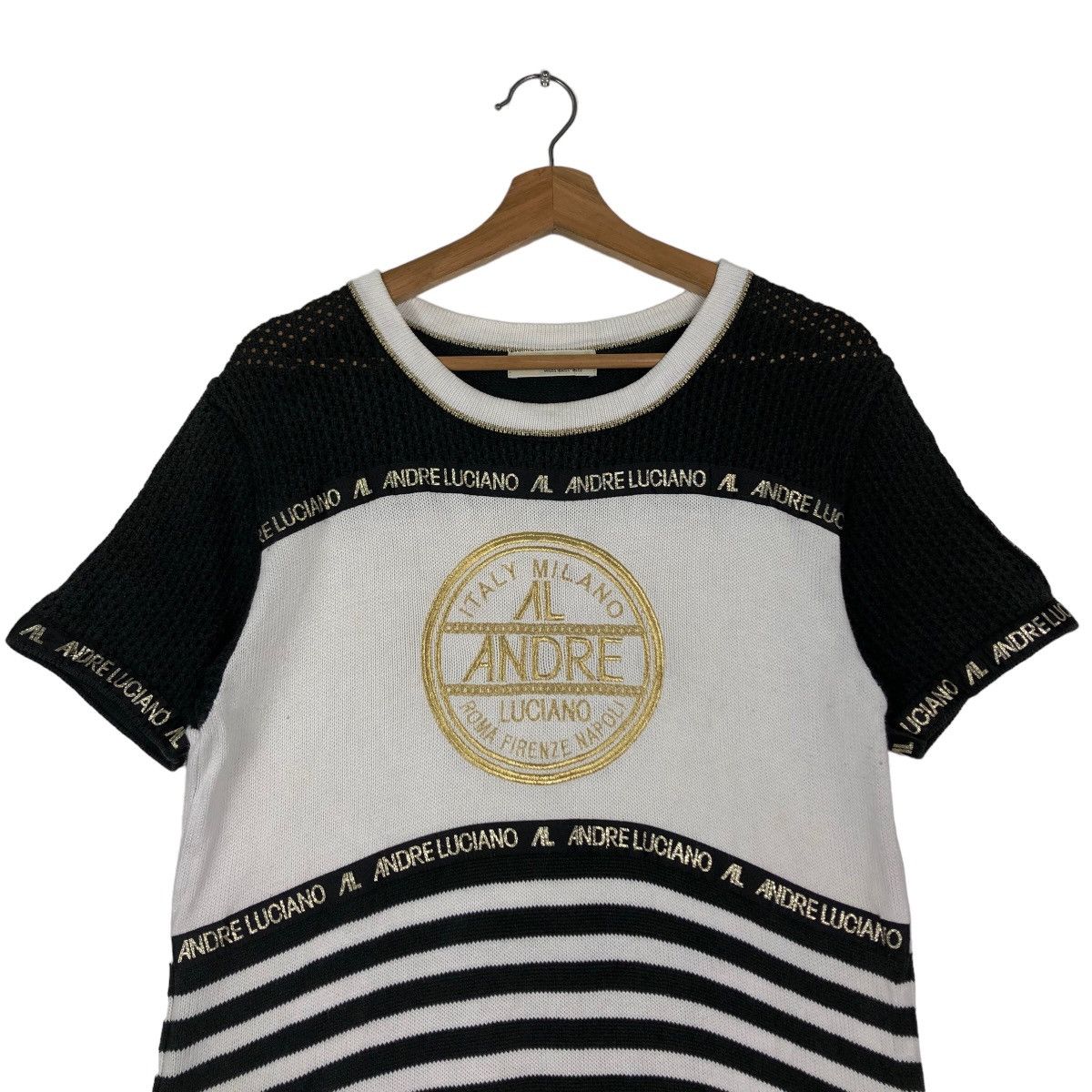 Japanese Brand 🔥Vintage Knit Sweatshirt Short Sleeve Andreluciano Japan Size US M / EU 48-50 / 2 - 2 Thumbnail