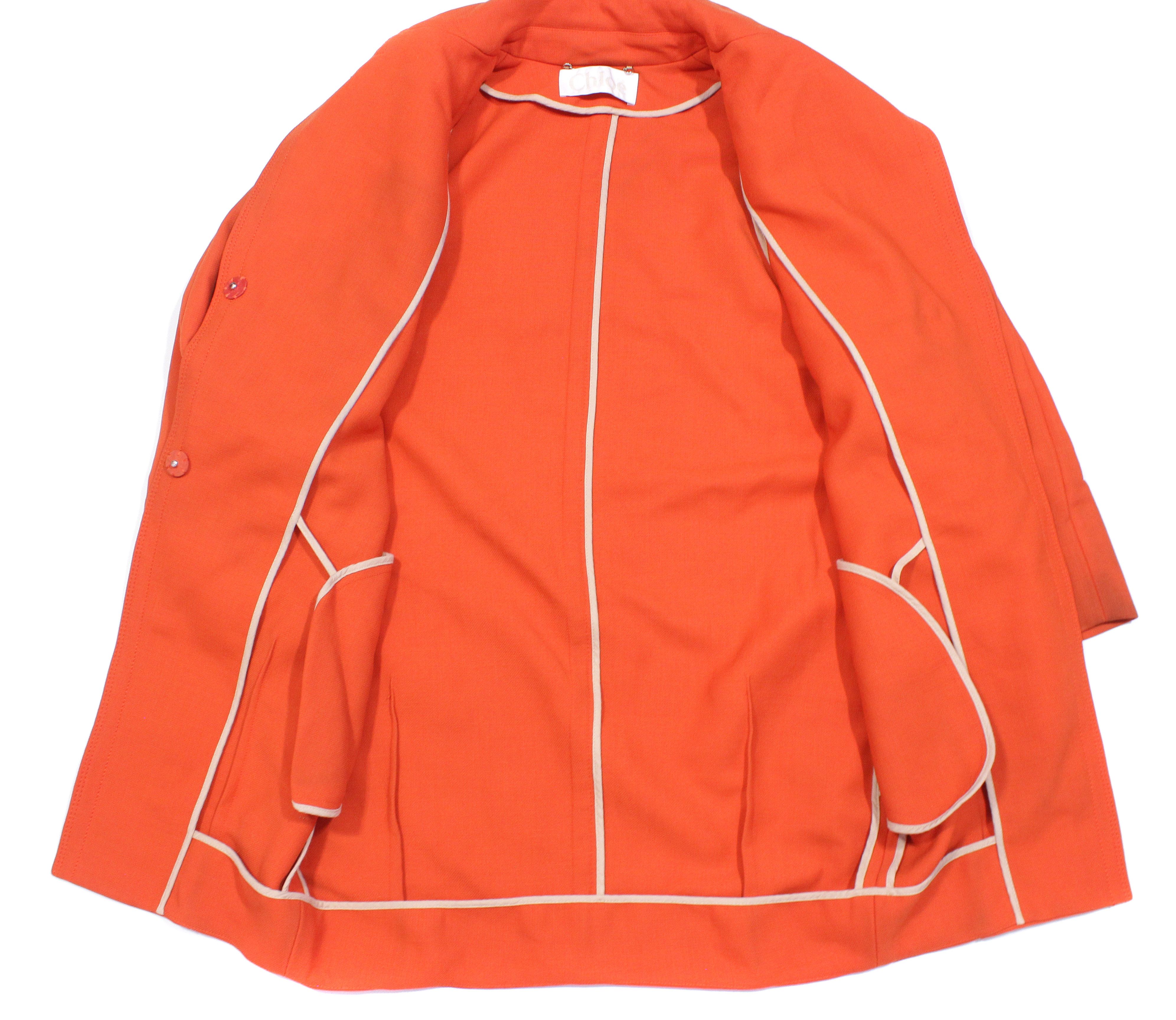 Chloe Tomato Red Wool Light Overcoat Size XS / US 0-2 / IT 36-38 - 12 Thumbnail