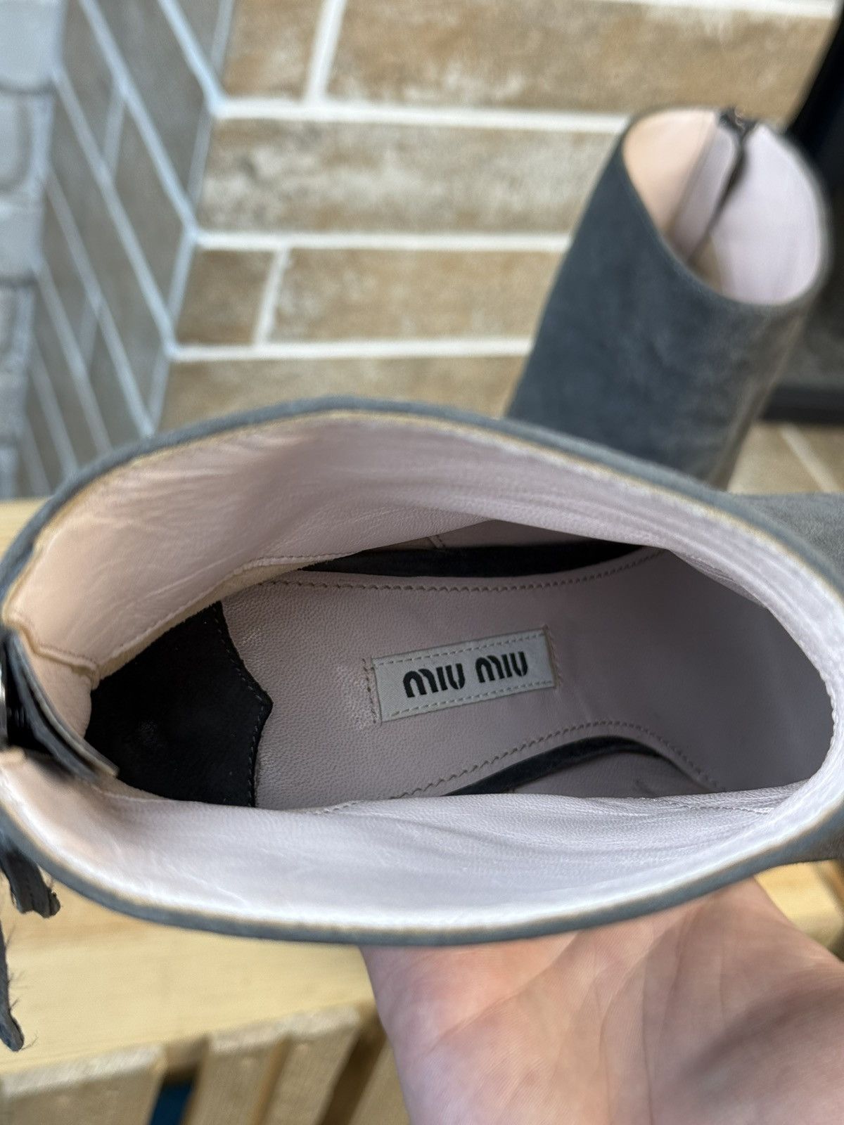 Miu Miu Miu Miu Gray Suede Glitter Heels Boots Size US 8.5 / IT 38.5 - 12 Thumbnail