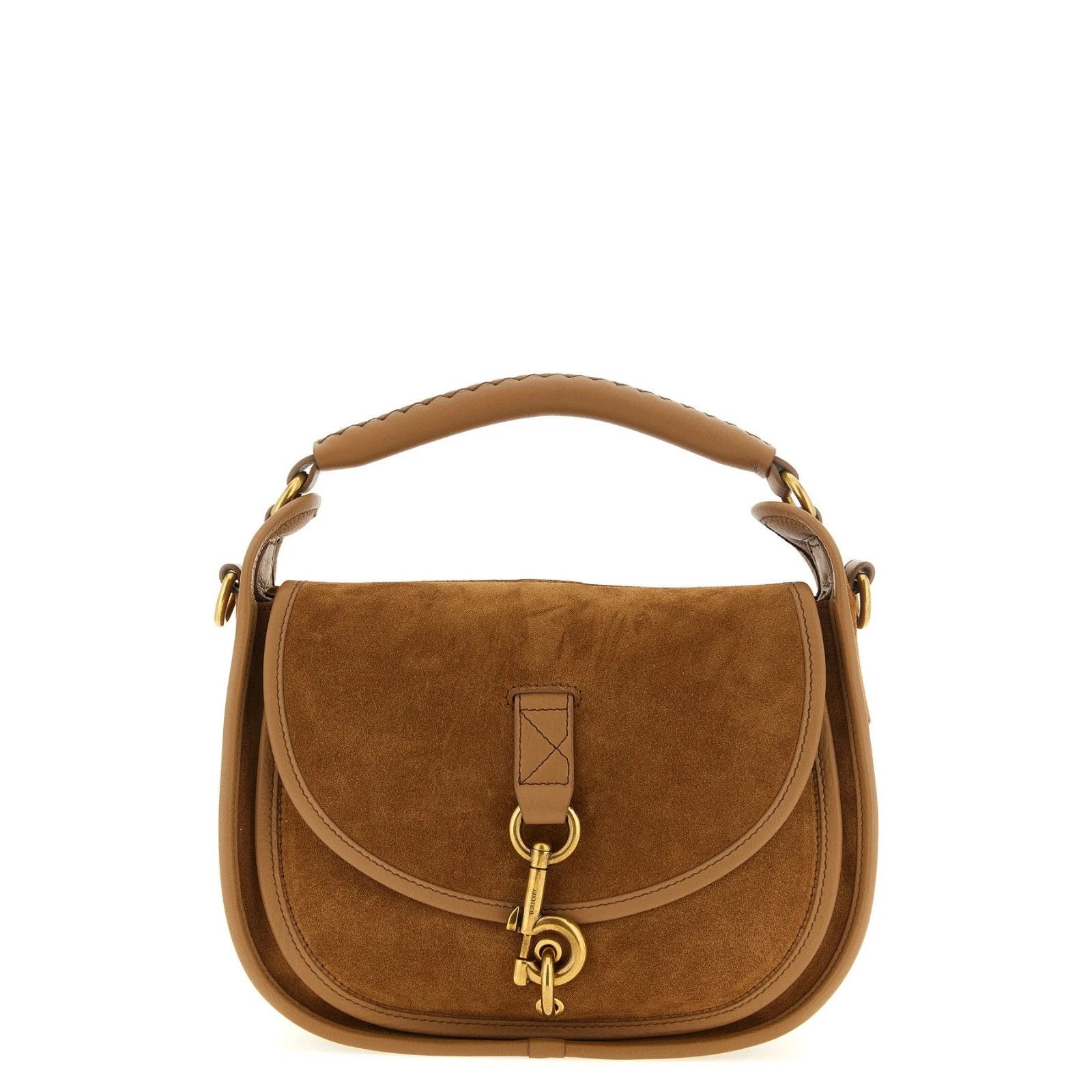 BURBERRY B Clip Beige Suede Messenger Bag New