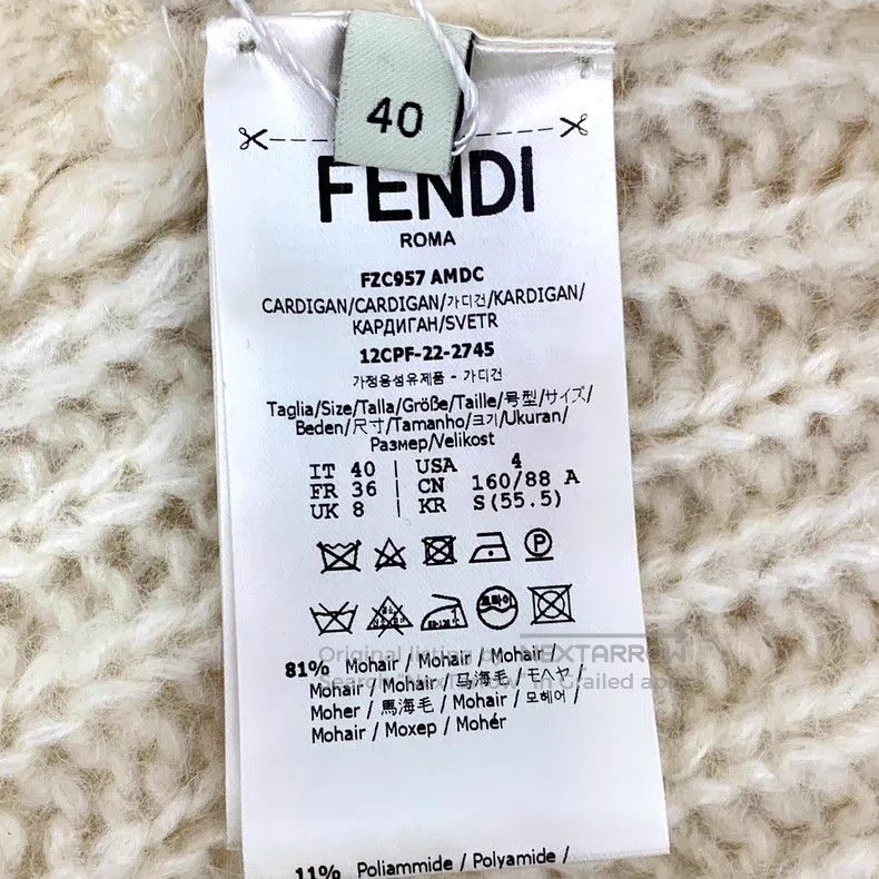 Fendi Fendi 22 Beige Mohair V-Neck Long Sleeve Knit Cardigan Jac Size XS / US 0-2 / IT 36-38 - 6 Thumbnail