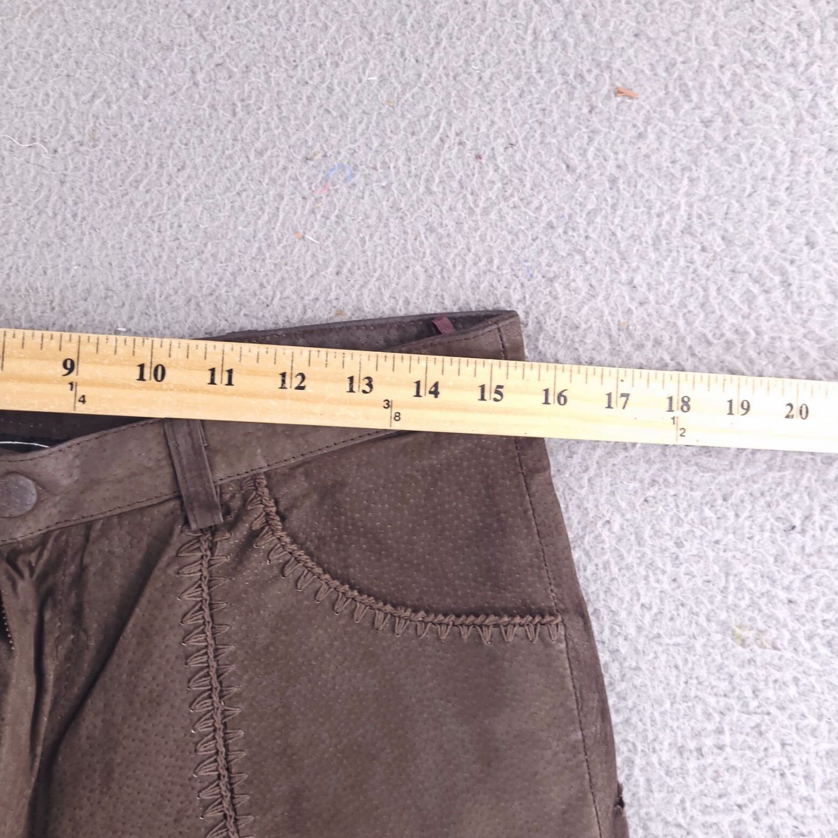 Vintage Selene Sport Pants Unisex 30x29 Brown Leather Patchwork High Rise Real Genuine Chino Straight Size 30" / US 8 / IT 44 - 6 Thumbnail