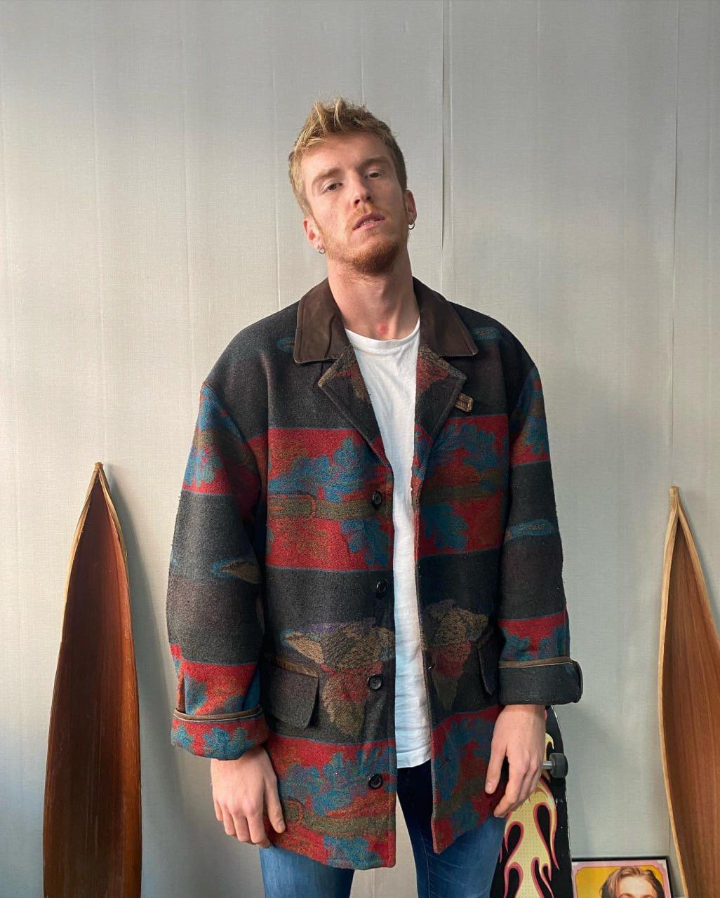 Native × Vintage 70s Hunting Wool Duck Oak Motifs Coat Pendleton Style Size US L / EU 52-54 / 3 - 1 Thumbnail