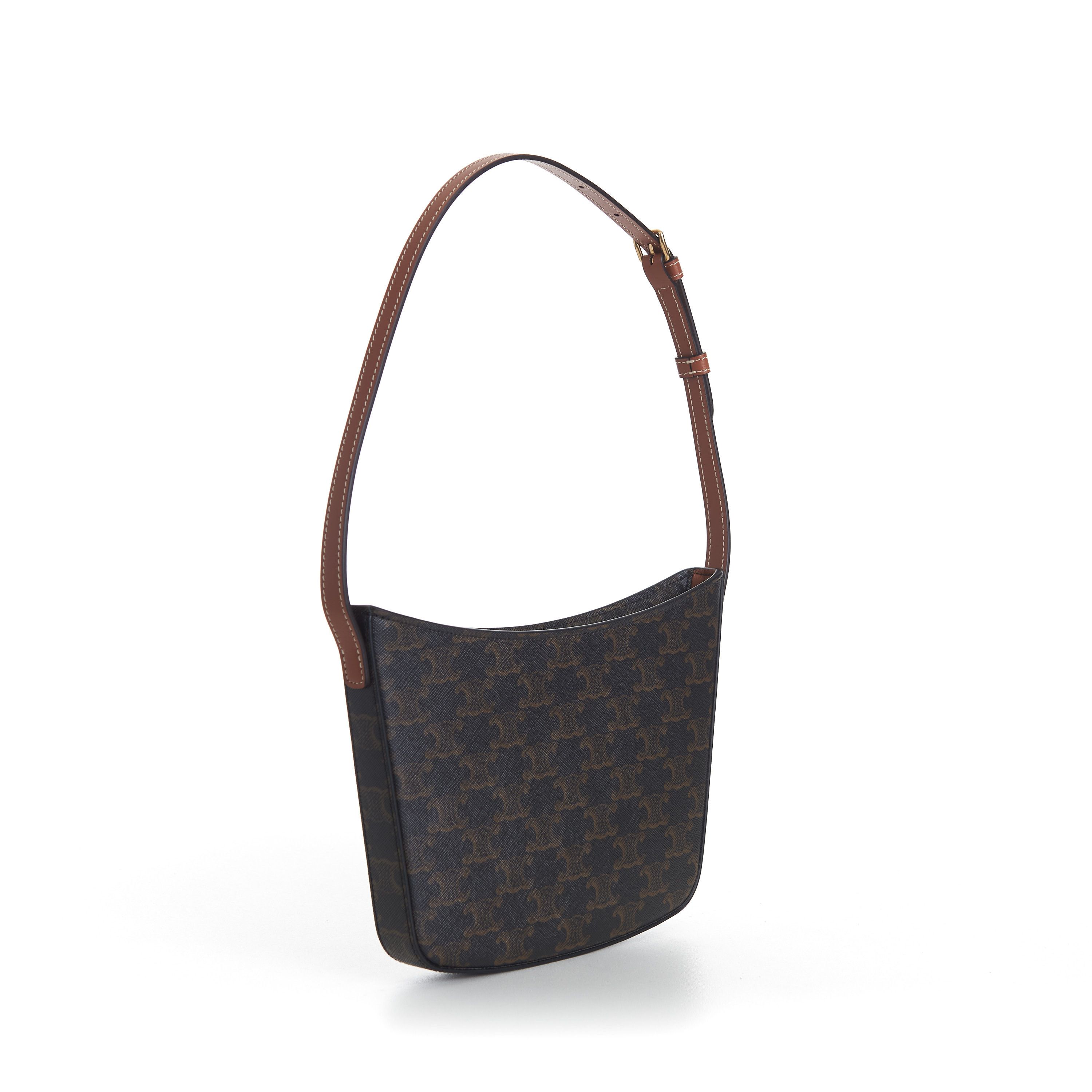 Celine Medium Croque Bag - Tan Triomphe Monogram Canvas & Calfskin Size ONE SIZE - 4 Thumbnail