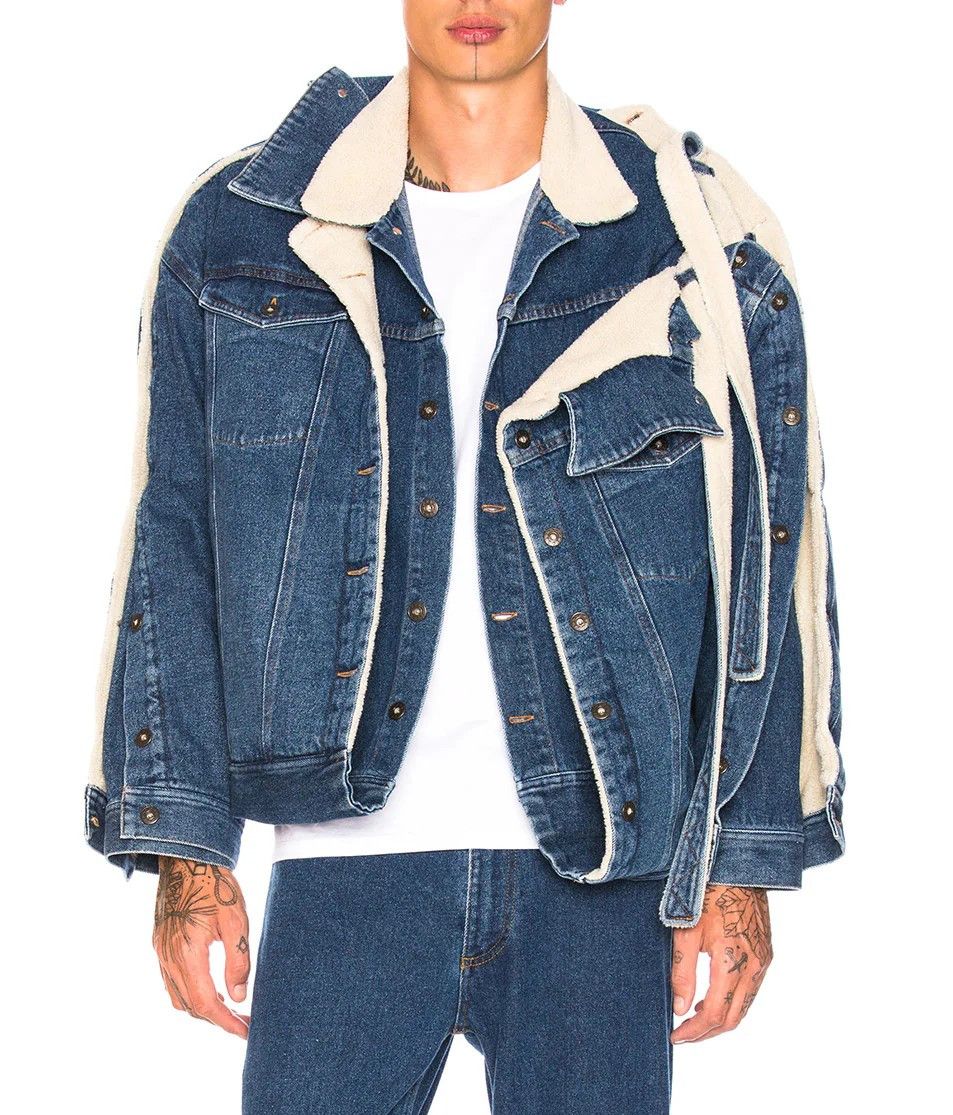 image of Yproject Double Layered Denim Jacket With Sherpa Lining, Men's (Size XS)