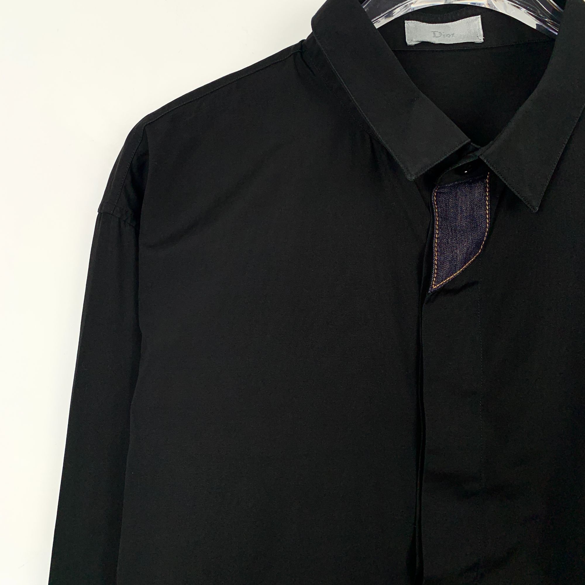 Dior Dior Black Long-Sleeve Shirt Classic Lapel Cotton-Silk Blend Size US M / EU 48-50 / 2 - 6 Thumbnail