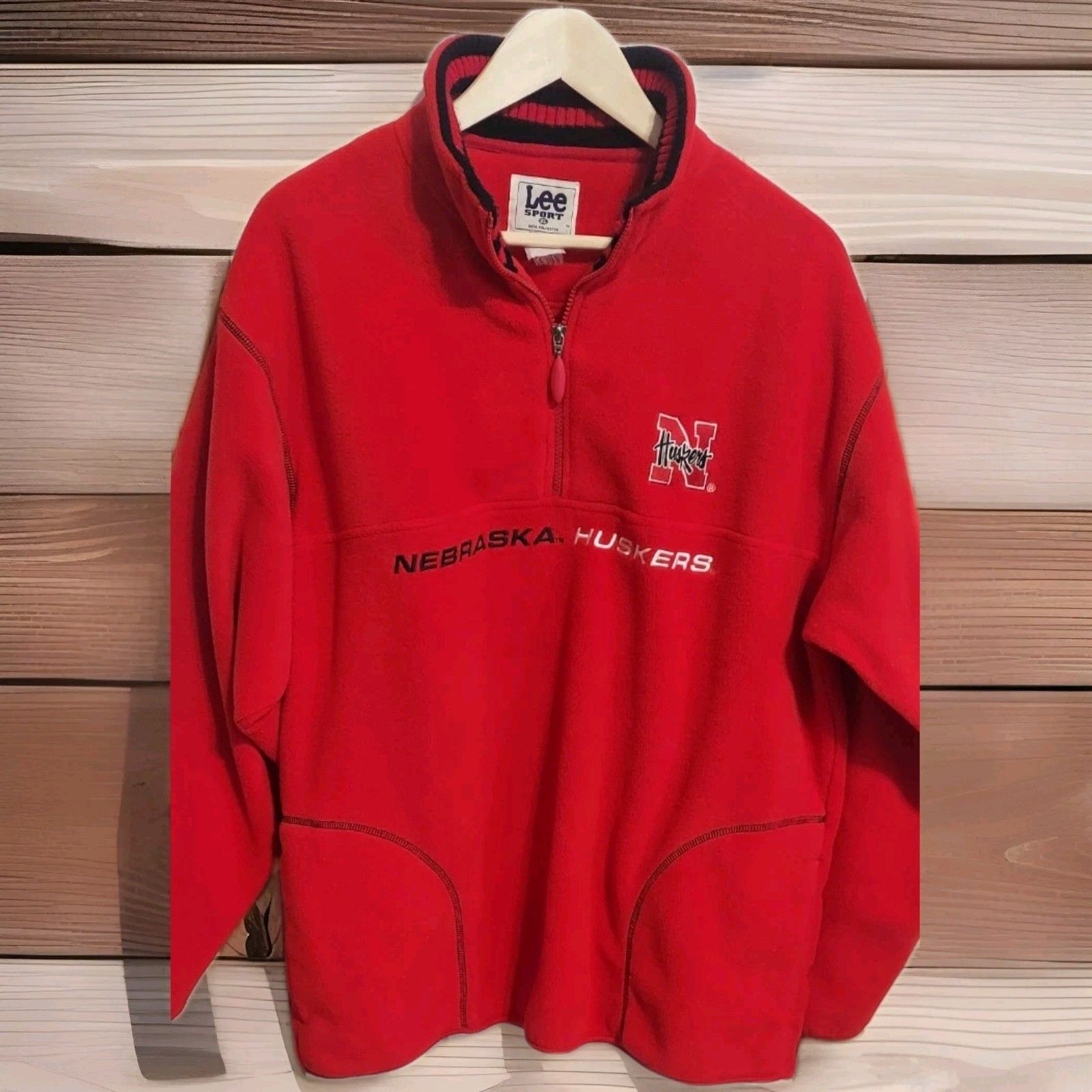 Lee Vintage Nebraska Cornhuskers Red Black Pullover Fleece 1/4 Size US XL / EU 56 / 4 - 1 Thumbnail