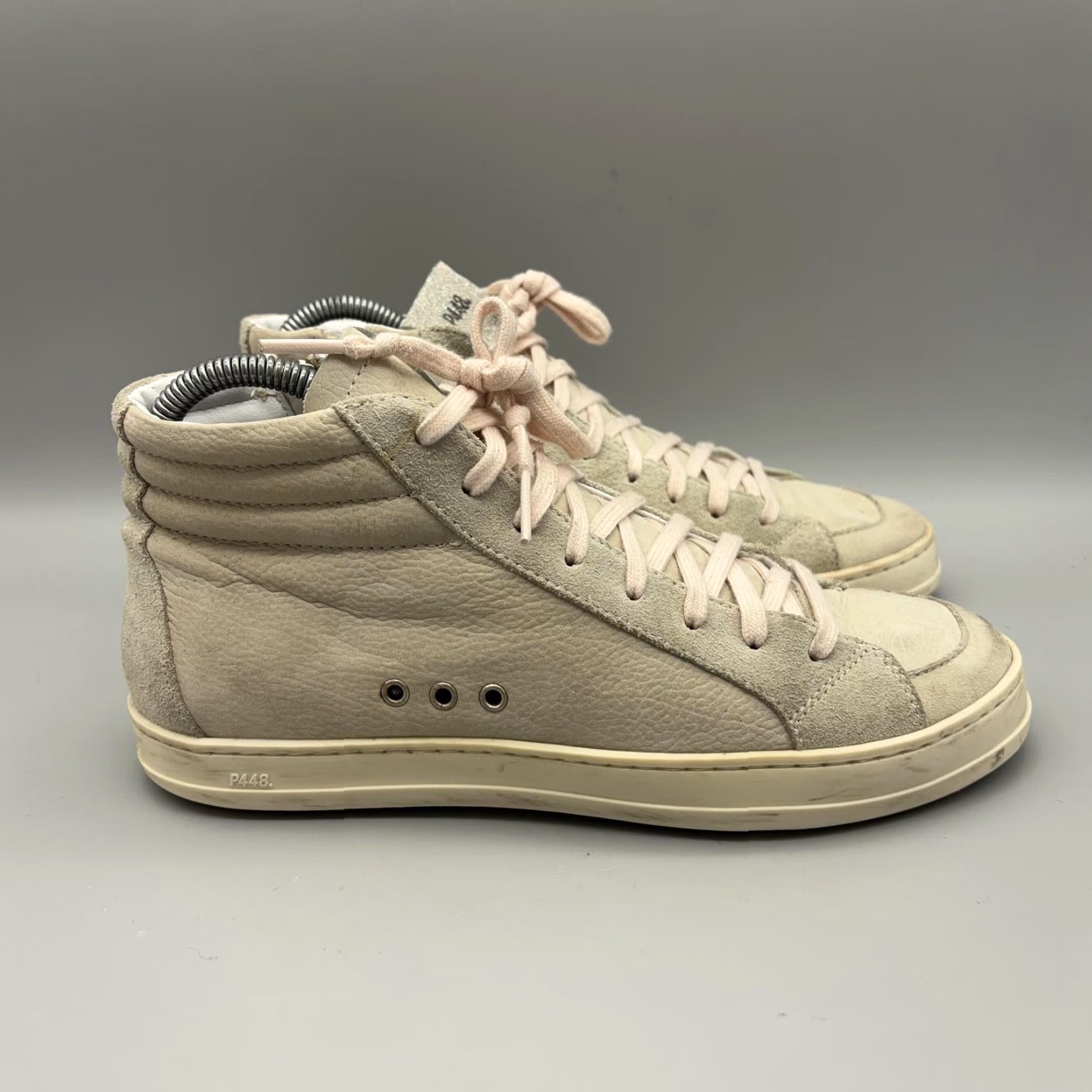 P448 P448 Shoes Womens Beige Suede Mid Top Zipper Sneakers Lined Casual Walking Size 38 EU 38 US 7.5 Shoes Mens Womens Girls Boys Size S / US 4 / IT 40 - 6 Thumbnail