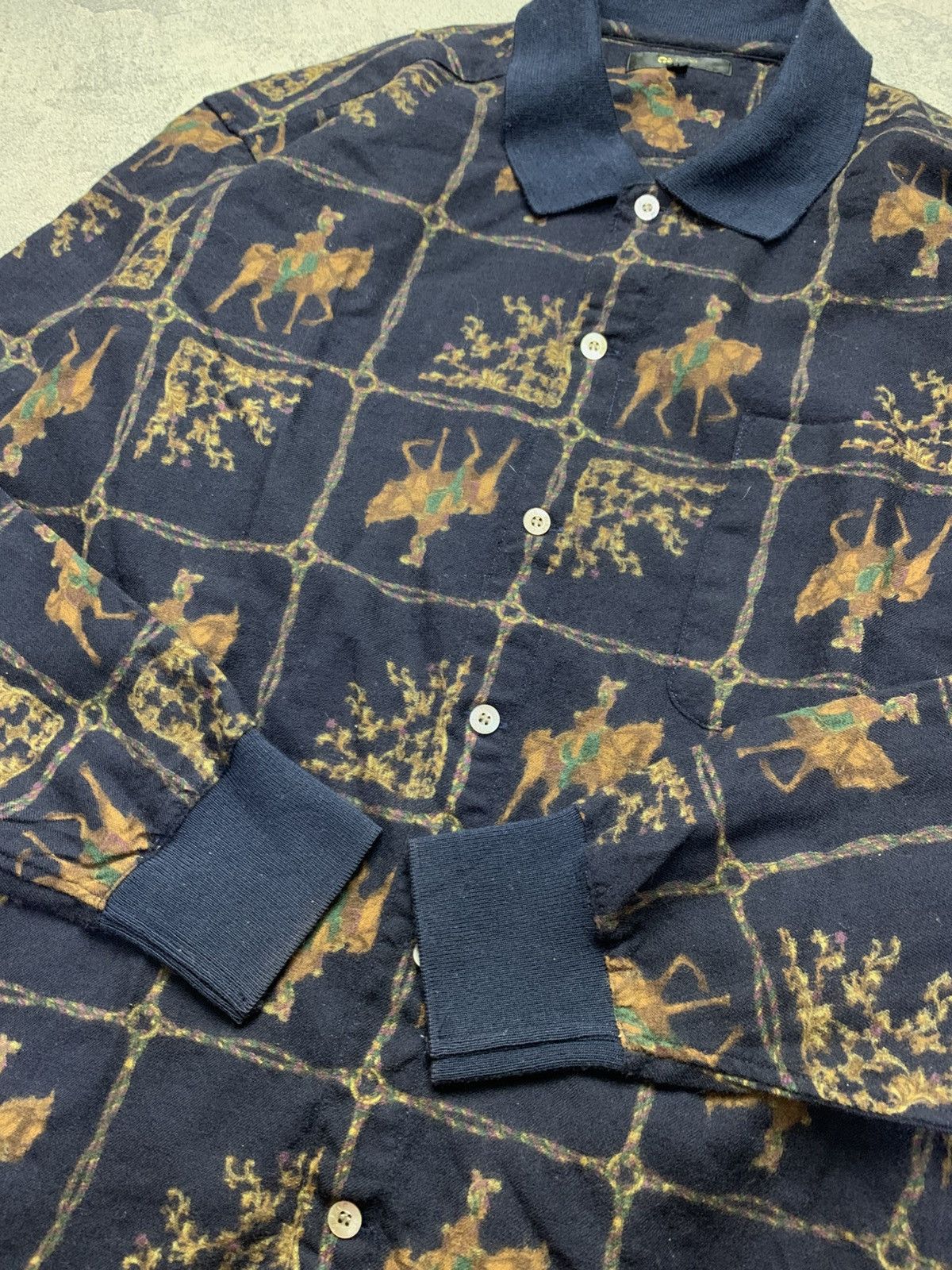 Celine 🐍 Vintage Celine Horses Print Wool Shirts Size US M / EU 48-50 / 2 - 3 Thumbnail