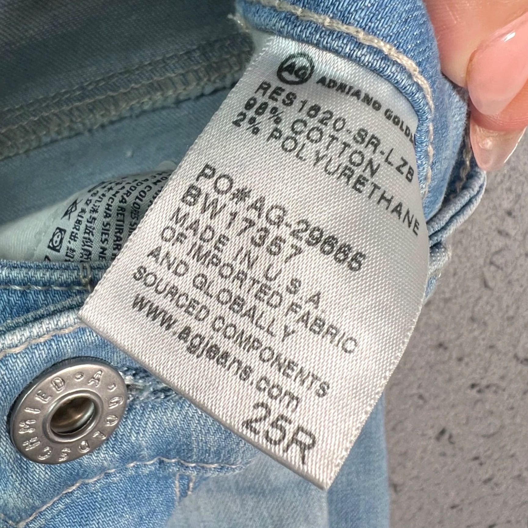 Vintage AG Adriano Goldschmied Jeans Flared 25 The Janis High Rise Light Wash Distressed 5-Pocket Womens Jeans Size 42" / US 20 - 5 Thumbnail