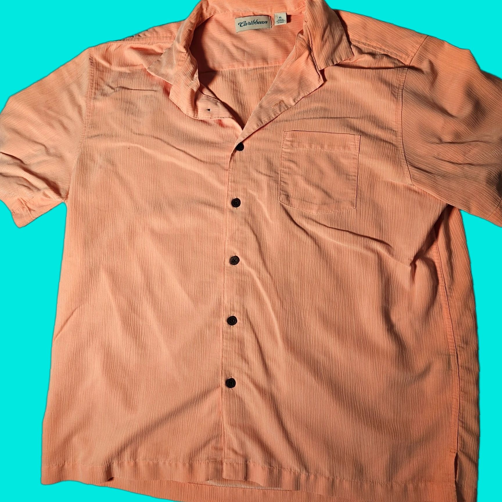 Vintage Caribbean Mens Hawaiian Tropical Short Sleeve Shirt Size XL Orange Textured Size US XL / EU 56 / 4 - 1 Thumbnail