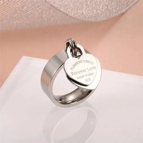 Other Sweet Heart Stainless Steel Ring (size 6-10) Size ONE SIZE - 2 Thumbnail