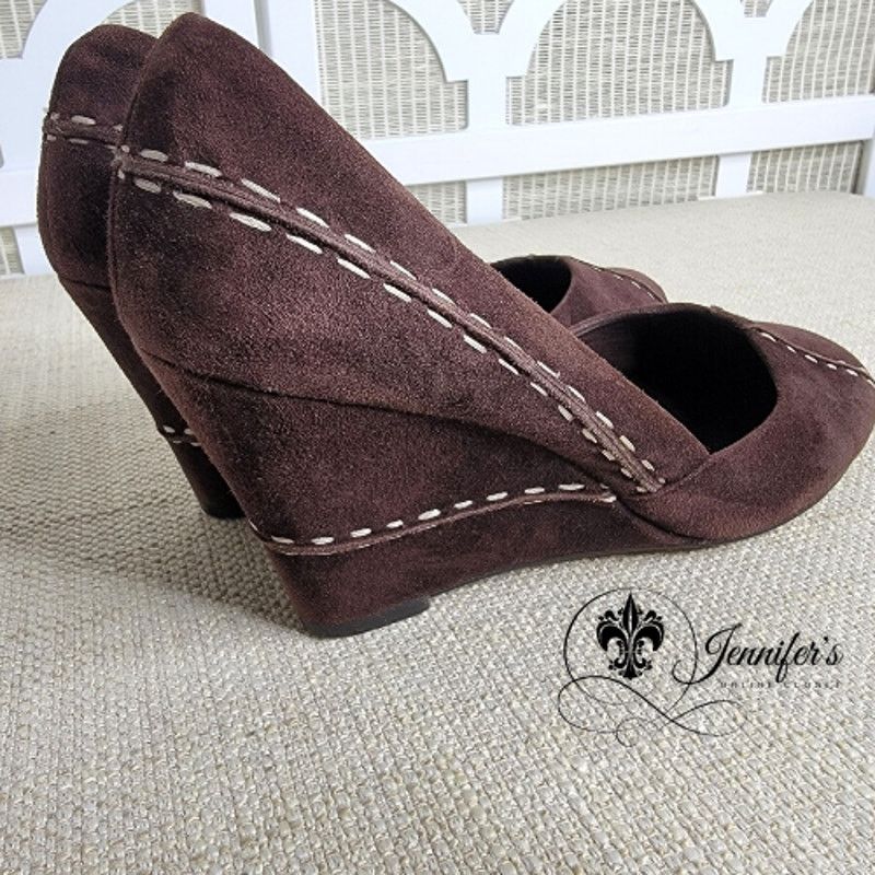 Cole Haan Cole Haan Women's Dark Brown Trina Suede Wedges Size US 6.5 / IT 36.5 - 7 Thumbnail