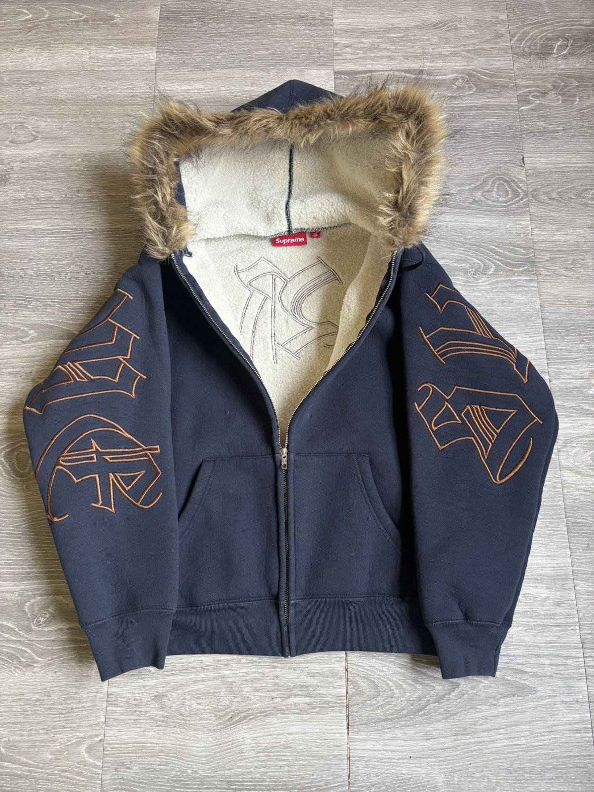 Supreme Supreme Faux Fur Hoodie Navy FW25 Size US S / EU 44-46 / 1 - 7 Thumbnail