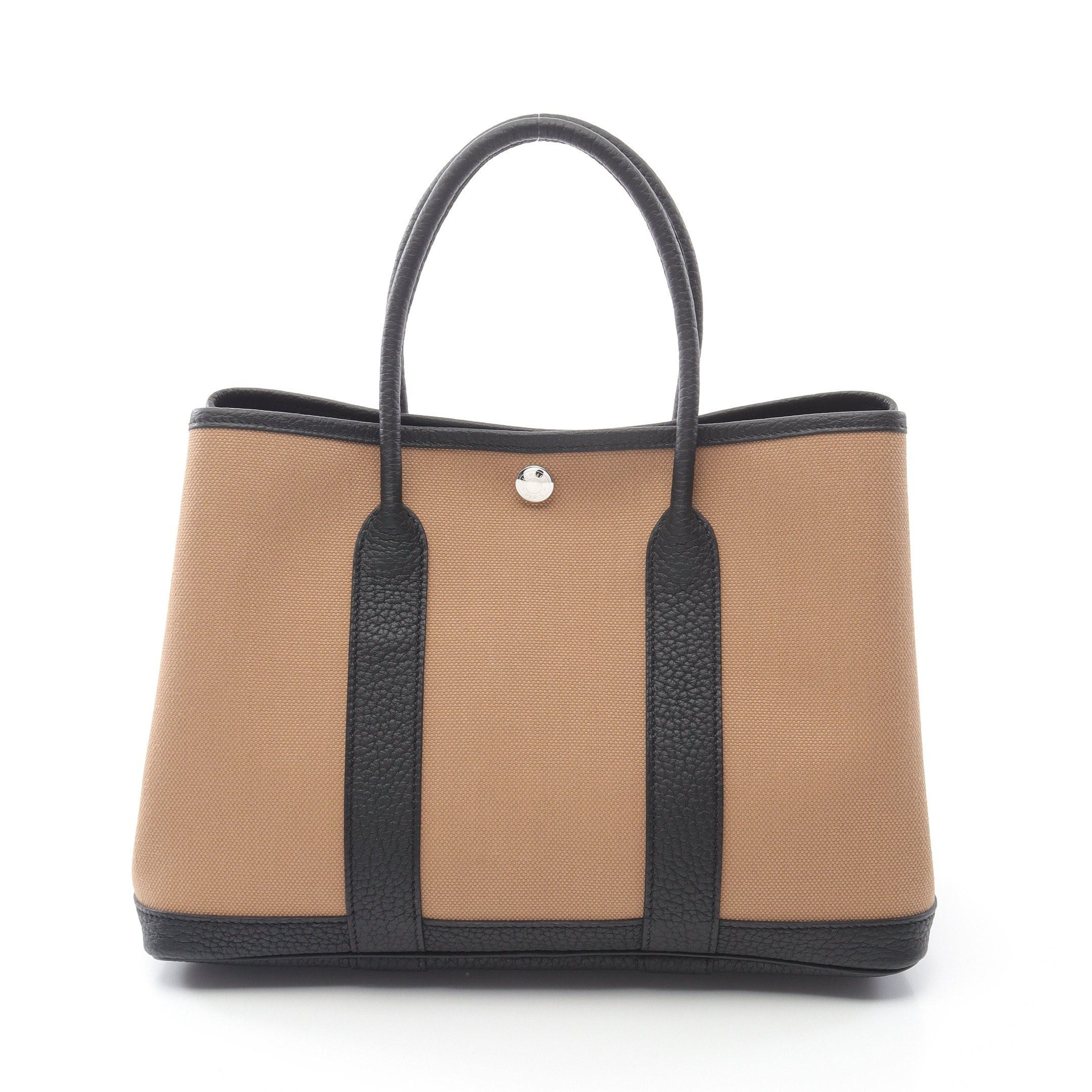 Hermes Hermes Garden Party Tpm Chai Handbag Tote Bag Negonda Leather Toile Military Light Brown Black Silver Hardware Double Engraved Size ONE SIZE - 1 Thumbnail