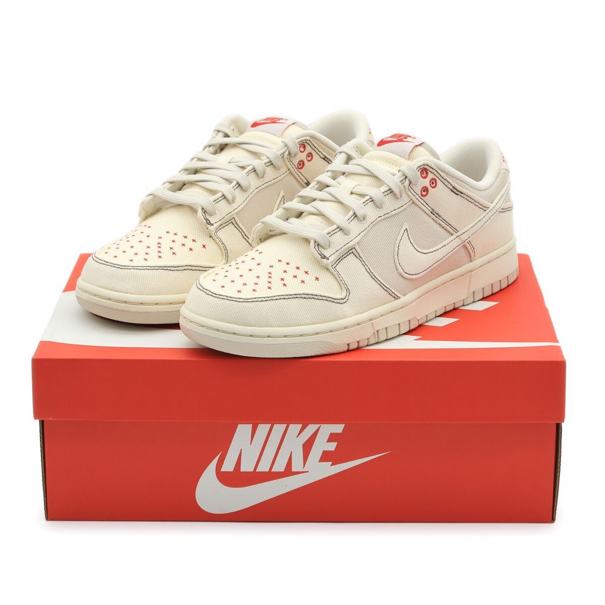 Nike Dunk Low Sashiko Denim Light Orewood Brown White Canvas Size US 10 / EU 43 - 1 Thumbnail
