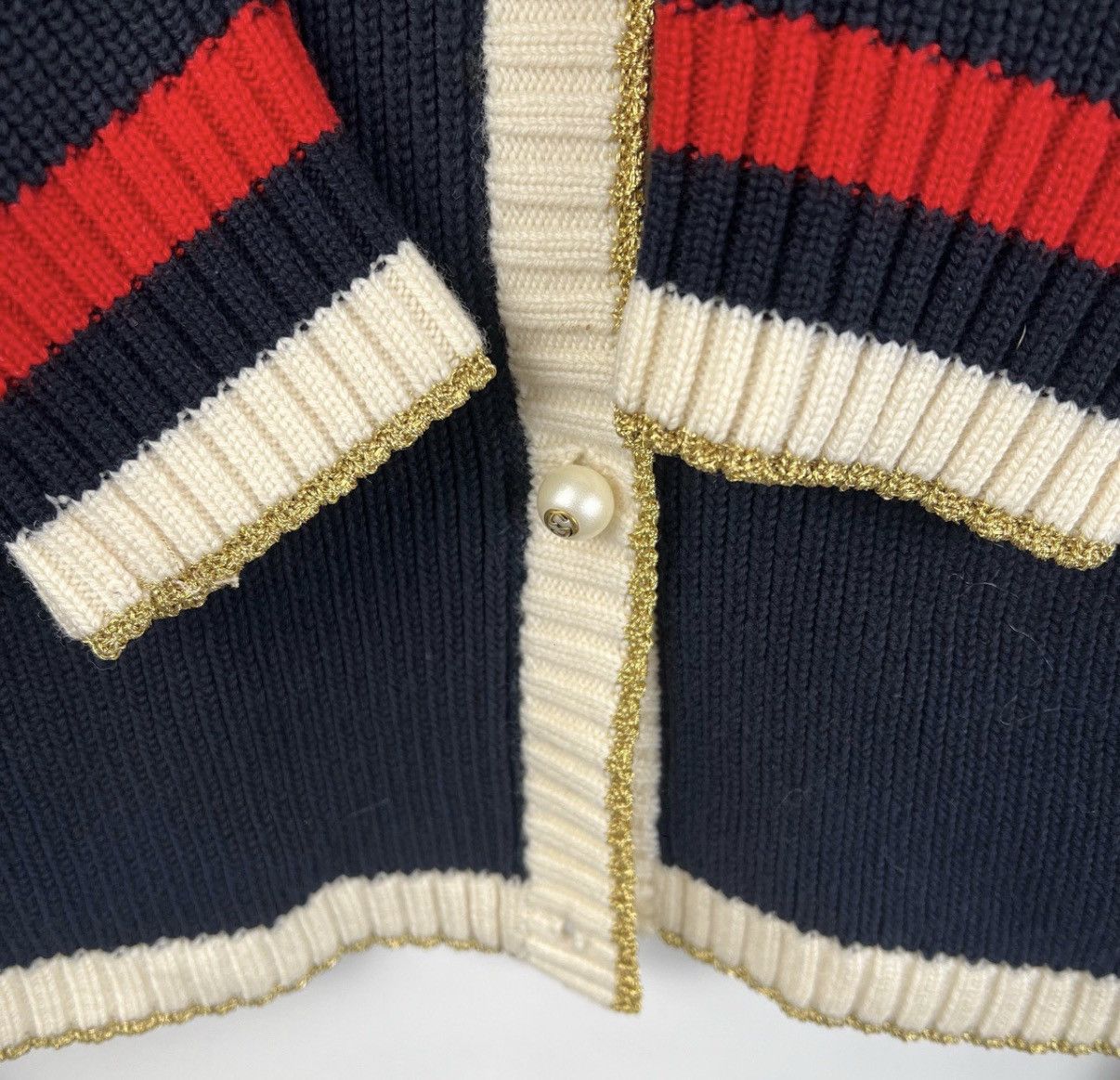 Gucci Gucci/Gold Thread Pearl Button Knit Cardigan K12 Size XS / US 0-2 / IT 36-38 - 6 Thumbnail