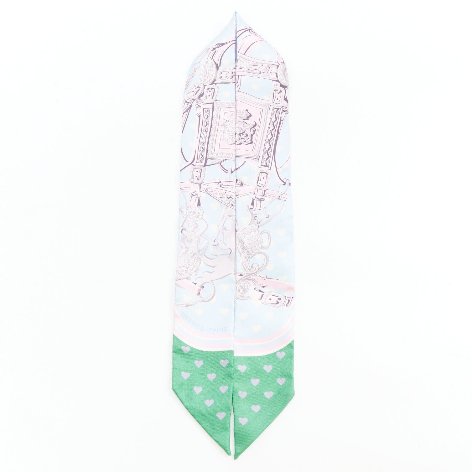 Hermes HERMES Silk Brides De Gala Love Twilly Bleu Ciel Parme Vert silk scarf Size ONE SIZE - 1 Thumbnail