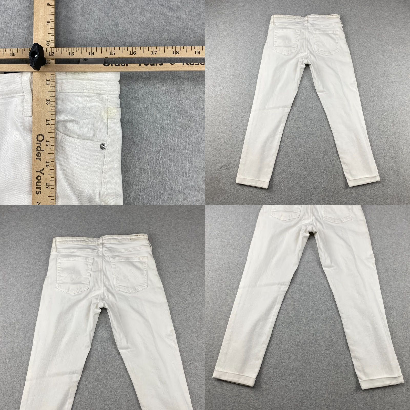 Vintage AG Adriano Goldschmied Jeans The Prima Roll Up Womens 28 Cigarette Leg White Crop Jeans Size 28" / US 6 / IT 42 - 9 Thumbnail