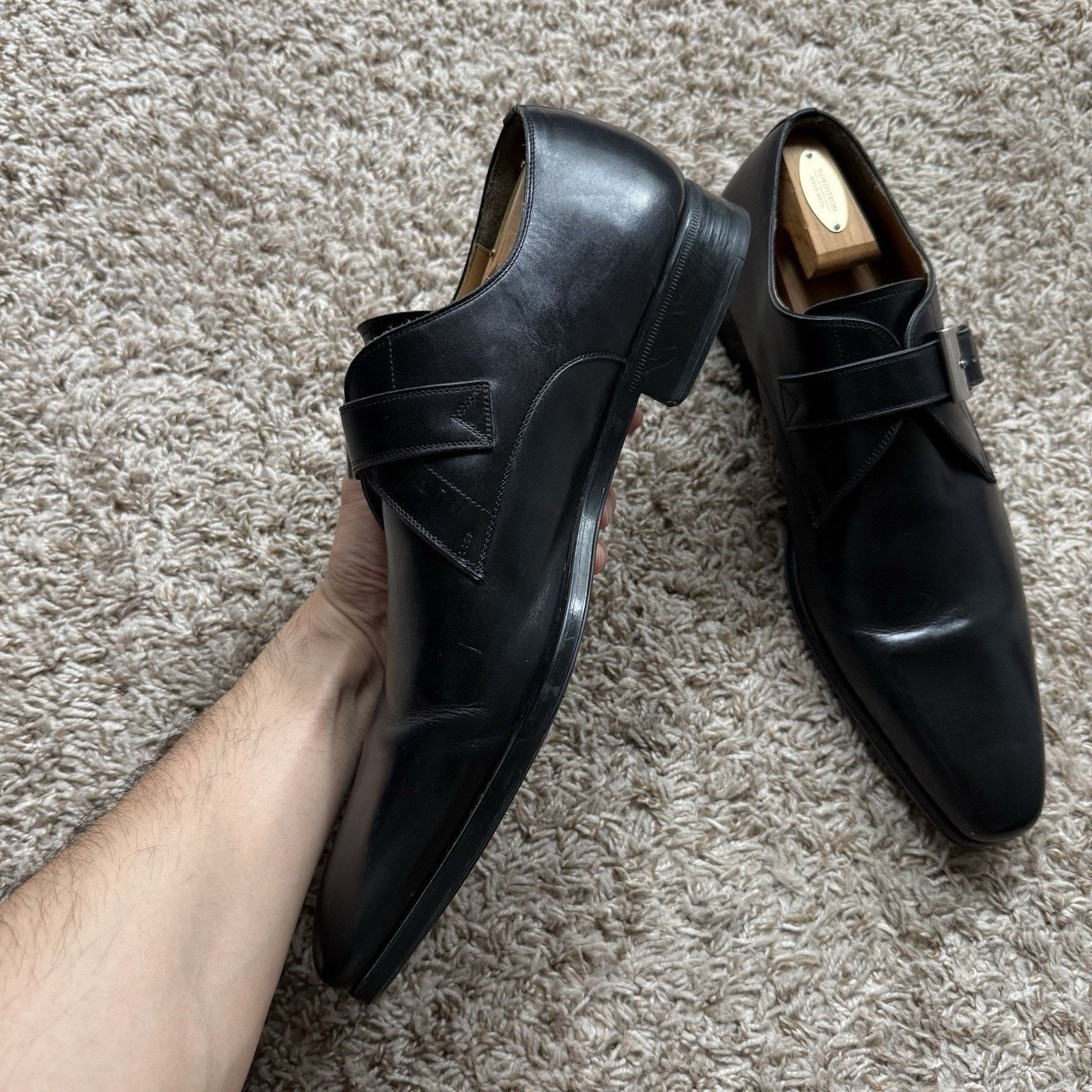 Magnanni Magnanni Marco II Single Monk Strap Black Leather Dress Shoe Size US 13 / EU 46 - 9 Thumbnail