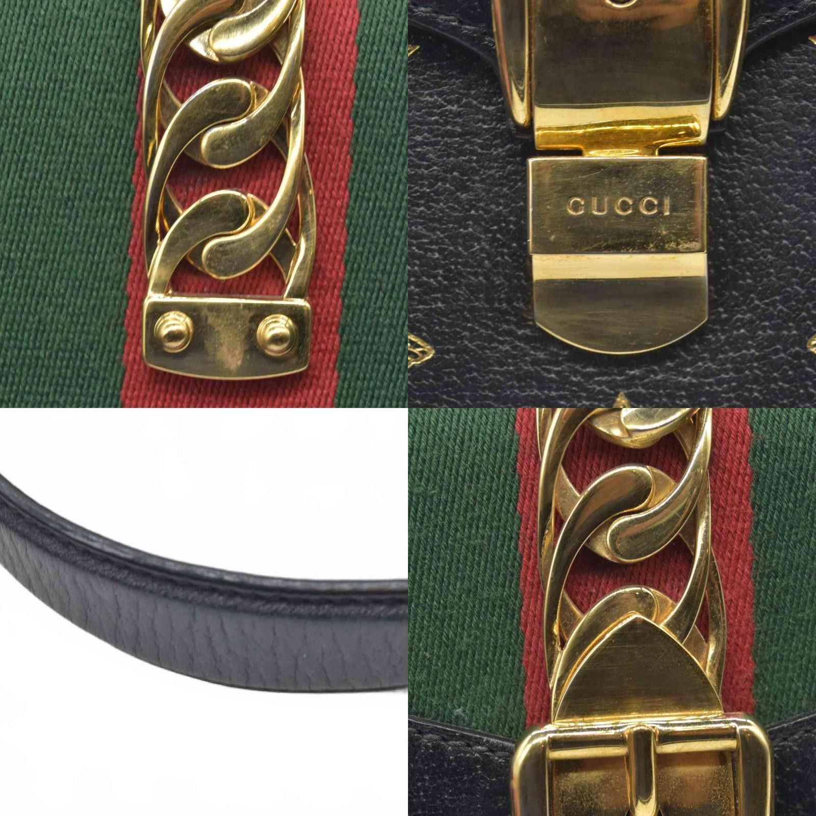 Gucci $2590 Gucci Calfskin Small Sylvie Shoulder Bag Black Size ONE SIZE - 4 Thumbnail